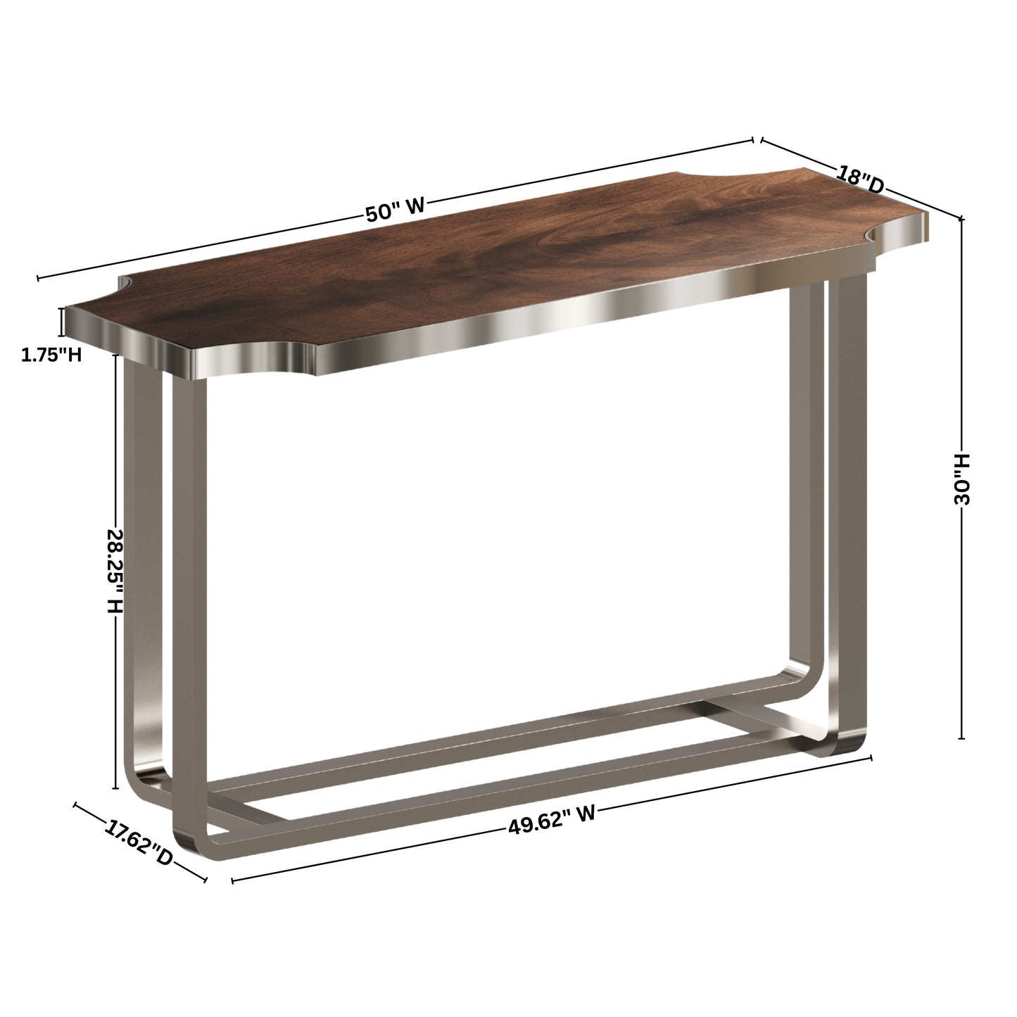 Roundhill Furniture Ruffin 50"W Console Table, Sofa Table, Brown