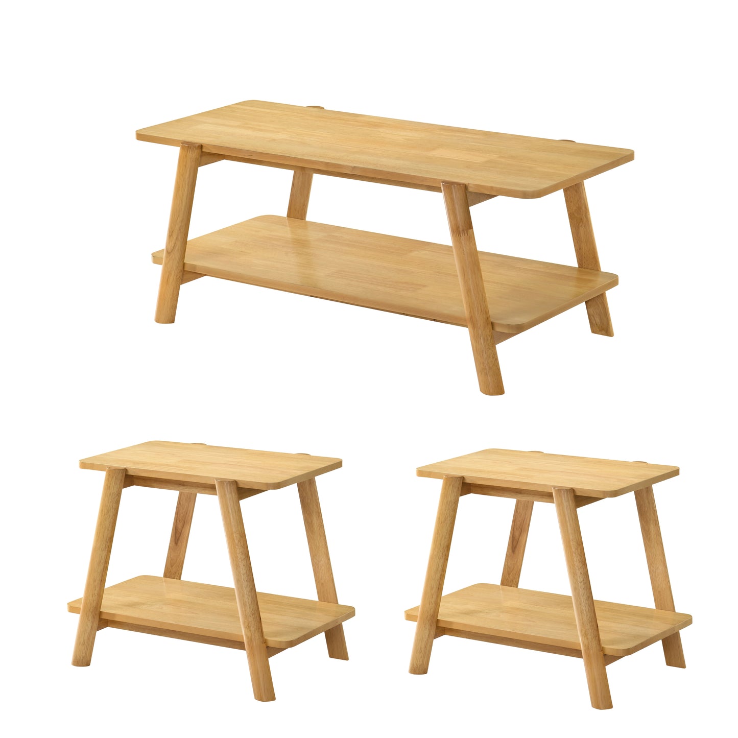 Roundhill Furniture Metz 3-Piece Coffee Table Set, Coffee Table and Two End Tables