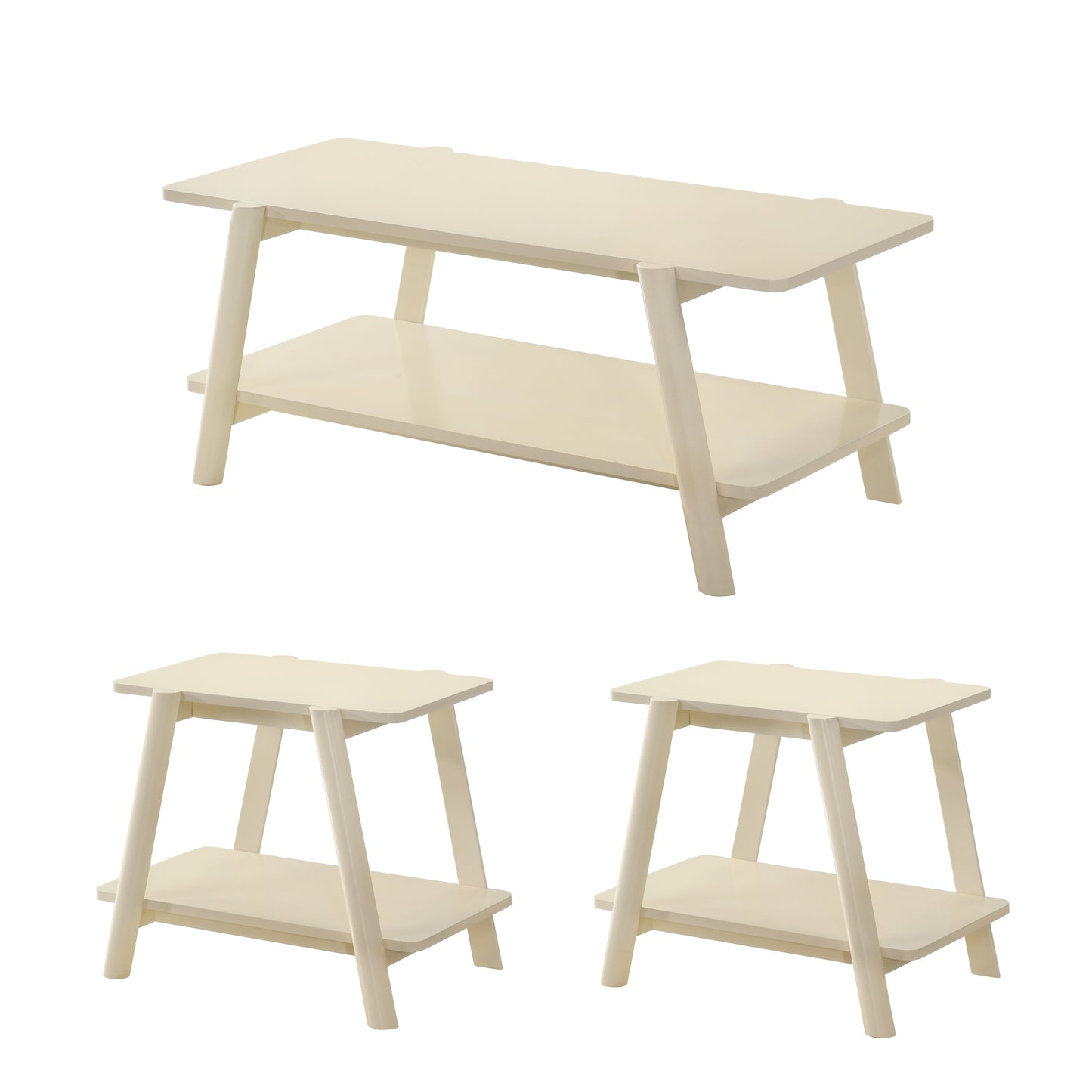 Roundhill Furniture Metz 3-Piece Coffee Table Set, Coffee Table and Two End Tables