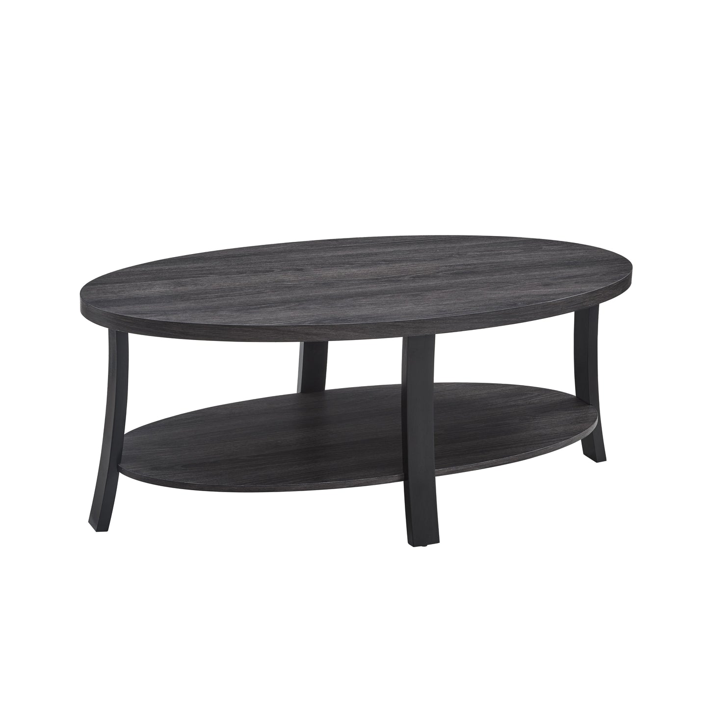 Anze Contemporary Oval Wood Shelf Coffee Table