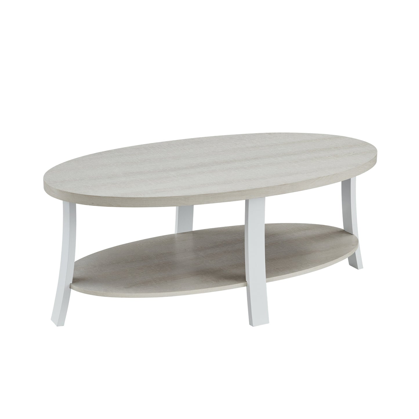 Anze Contemporary Oval Wood Shelf Coffee Table