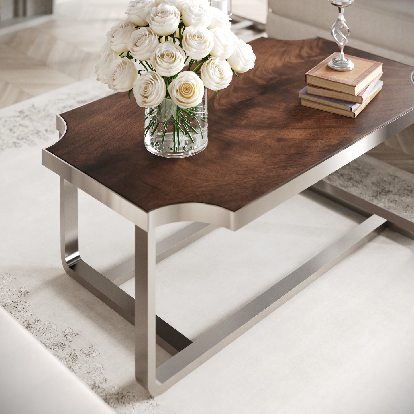 Roundhill Furniture Ruffin 3-Piece Rectangular Coffee Table Set, 50"x30" Coffee Table and Two End Table
