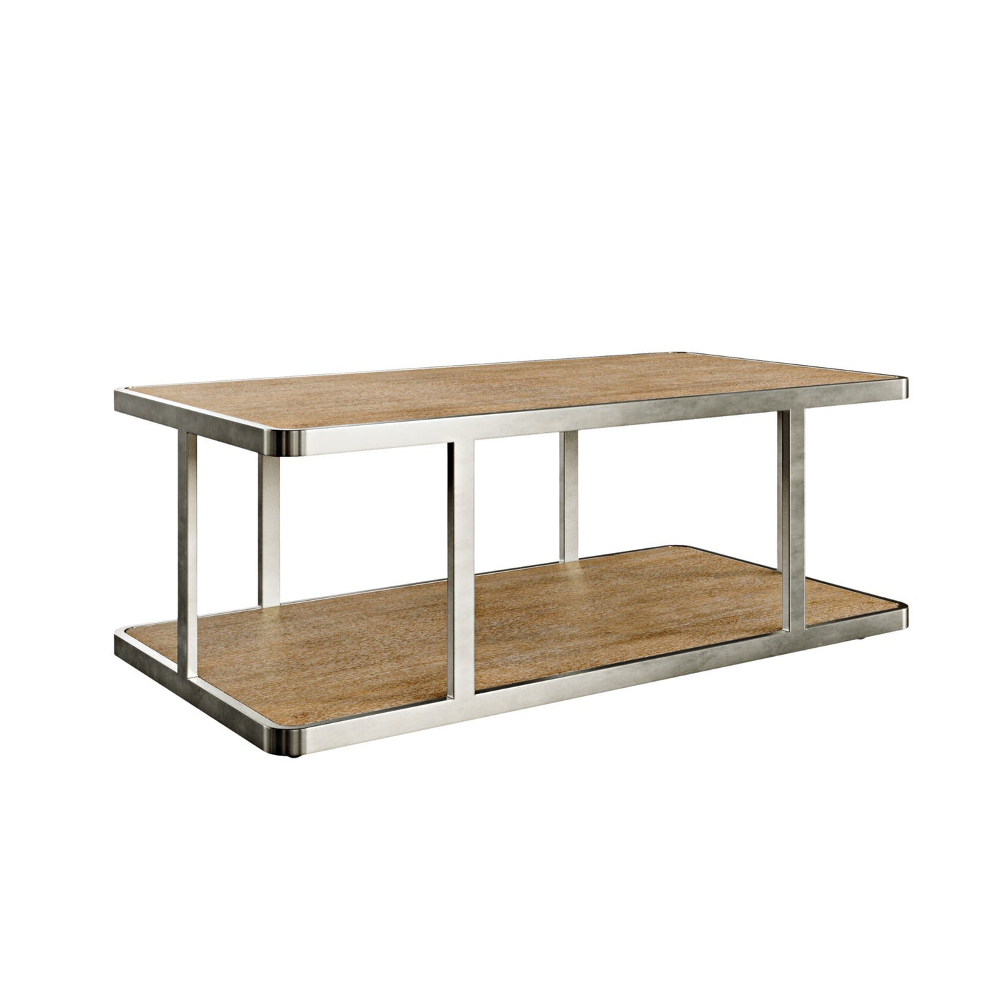 Roundhill Furniture Allan Contemporary Coffee Table, Polished Nickel Finish