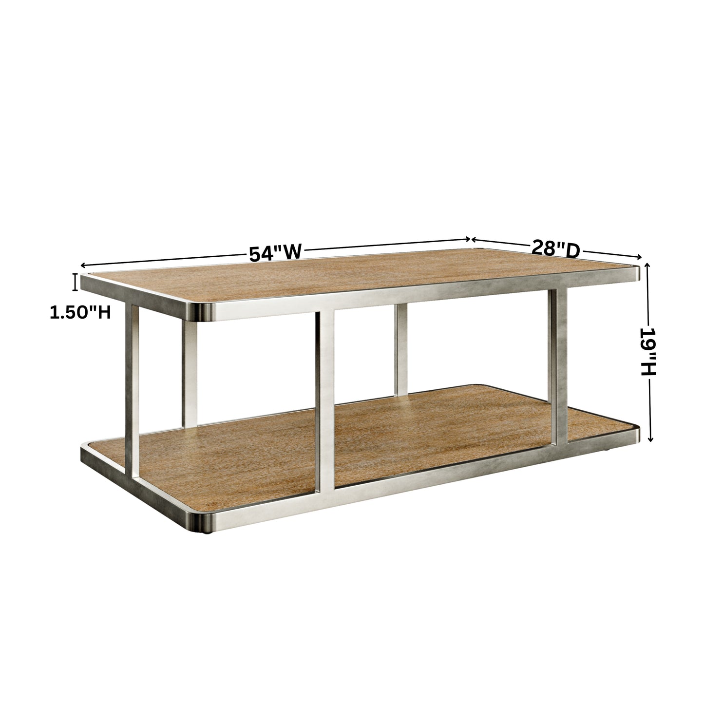 Roundhill Furniture Allan Contemporary Coffee Table, Polished Nickel Finish
