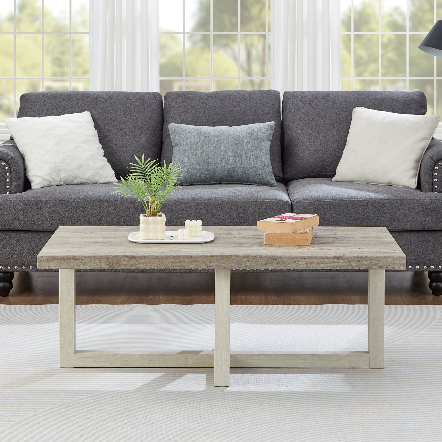 Roundhill Furniture Luno 3-Piece Coffee Table Set, Coffee Table and Two End Tables