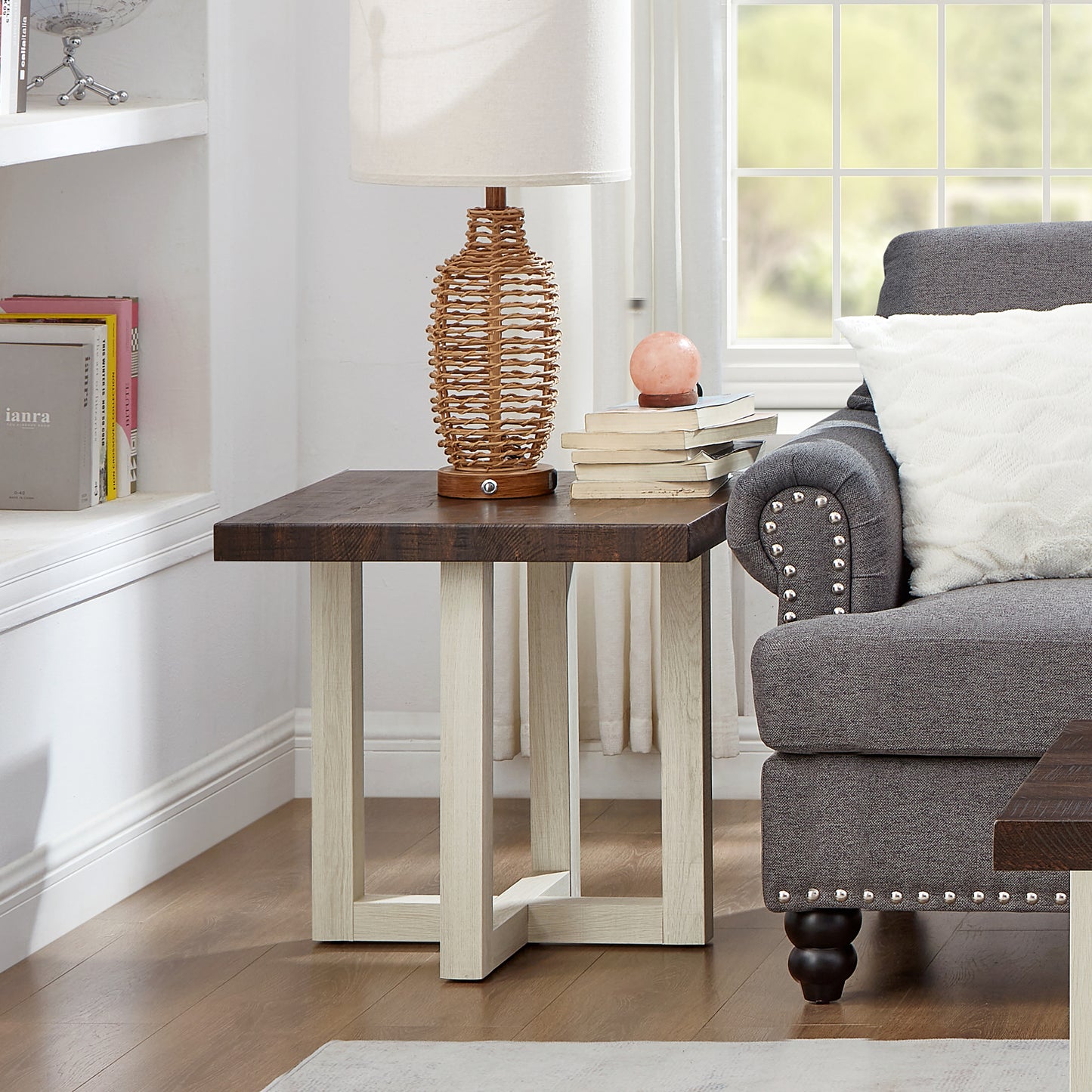 Roundhill Furniture Luno 3-Piece Coffee Table Set, Coffee Table and Two End Tables