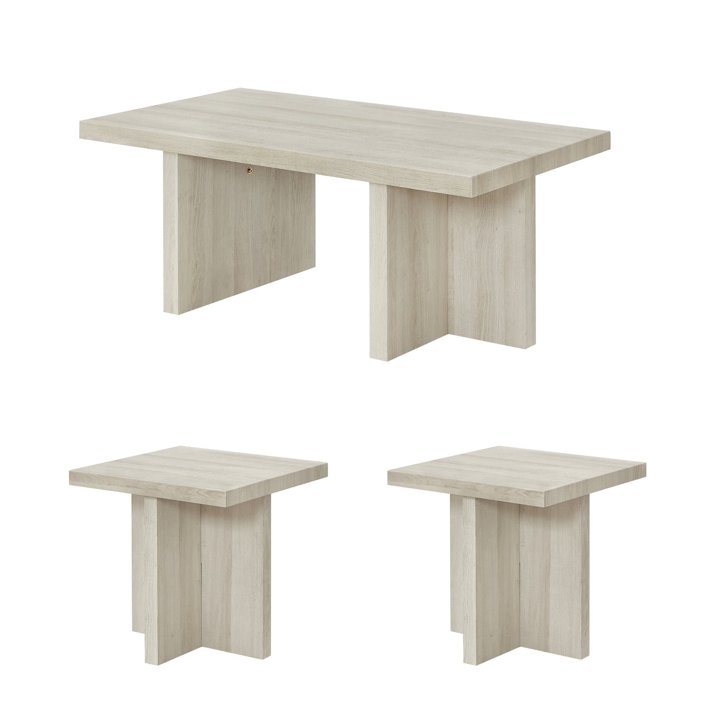 Roundhill Furniture Mchome 3-Piece Coffee table'set, Coffee Table and Two End Tables