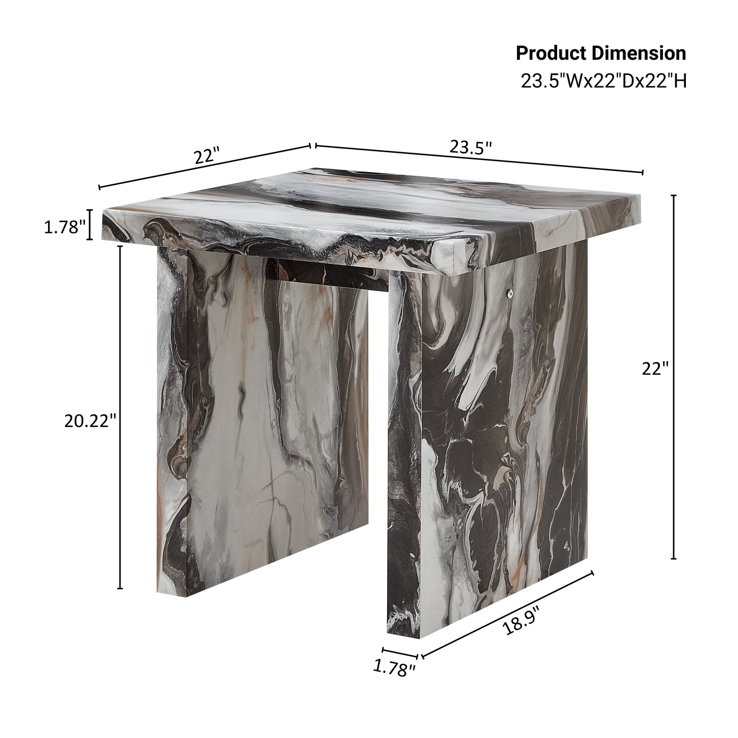 Roundhill Furniture Cavira 3-Piece Faux Marble Coffee Table Set