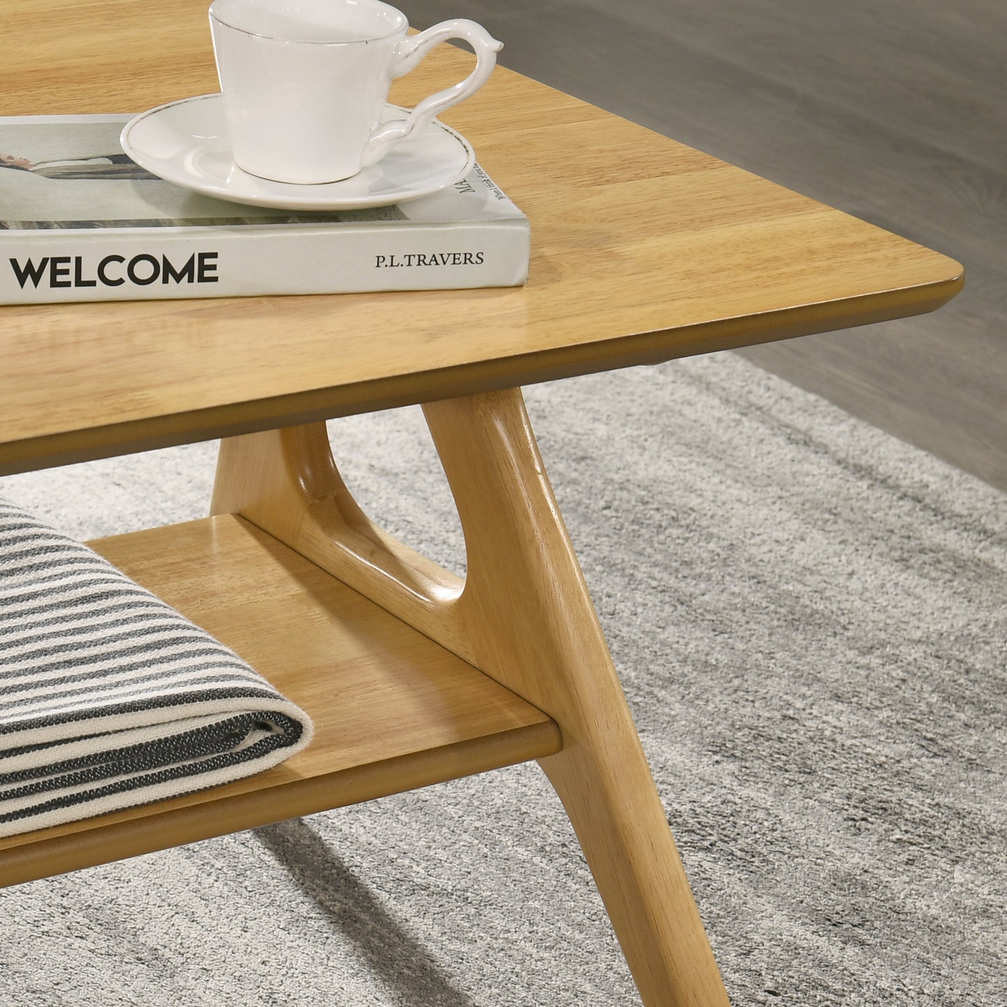 Roundhill Furniture Arona Mid-Century Modern Wood Shelf End Table