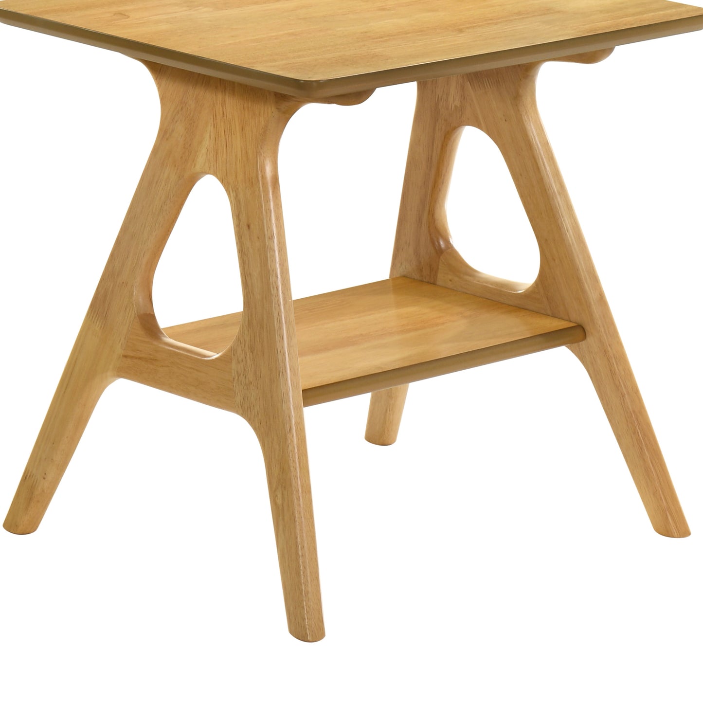 Roundhill Furniture Arona Mid-Century Modern Wood Shelf End Table