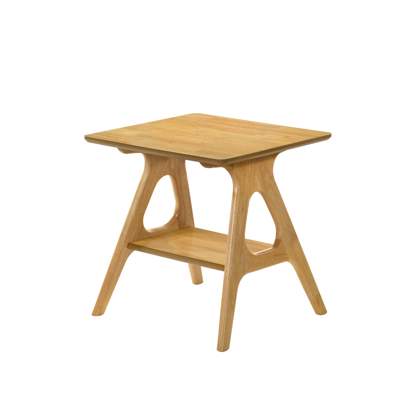 Roundhill Furniture Arona Mid-Century Modern Wood Shelf End Table