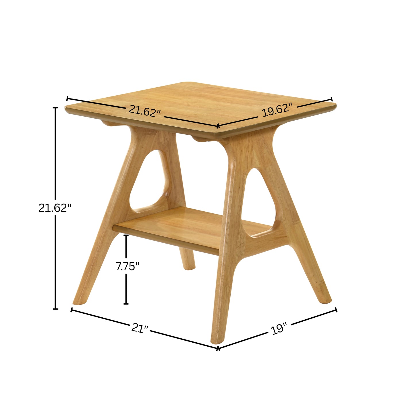 Roundhill Furniture Arona Mid-Century Modern Wood Shelf End Table