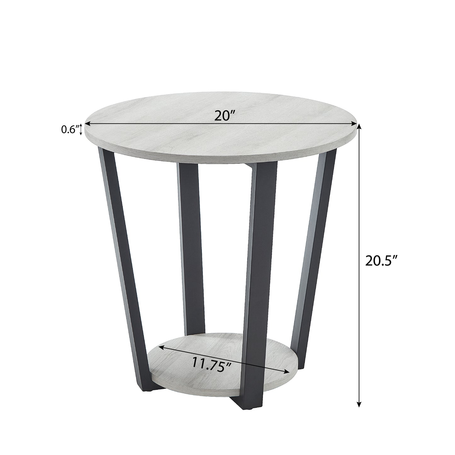 Roundhill Furniture Elysian Contemporary Round End Table with Shelf