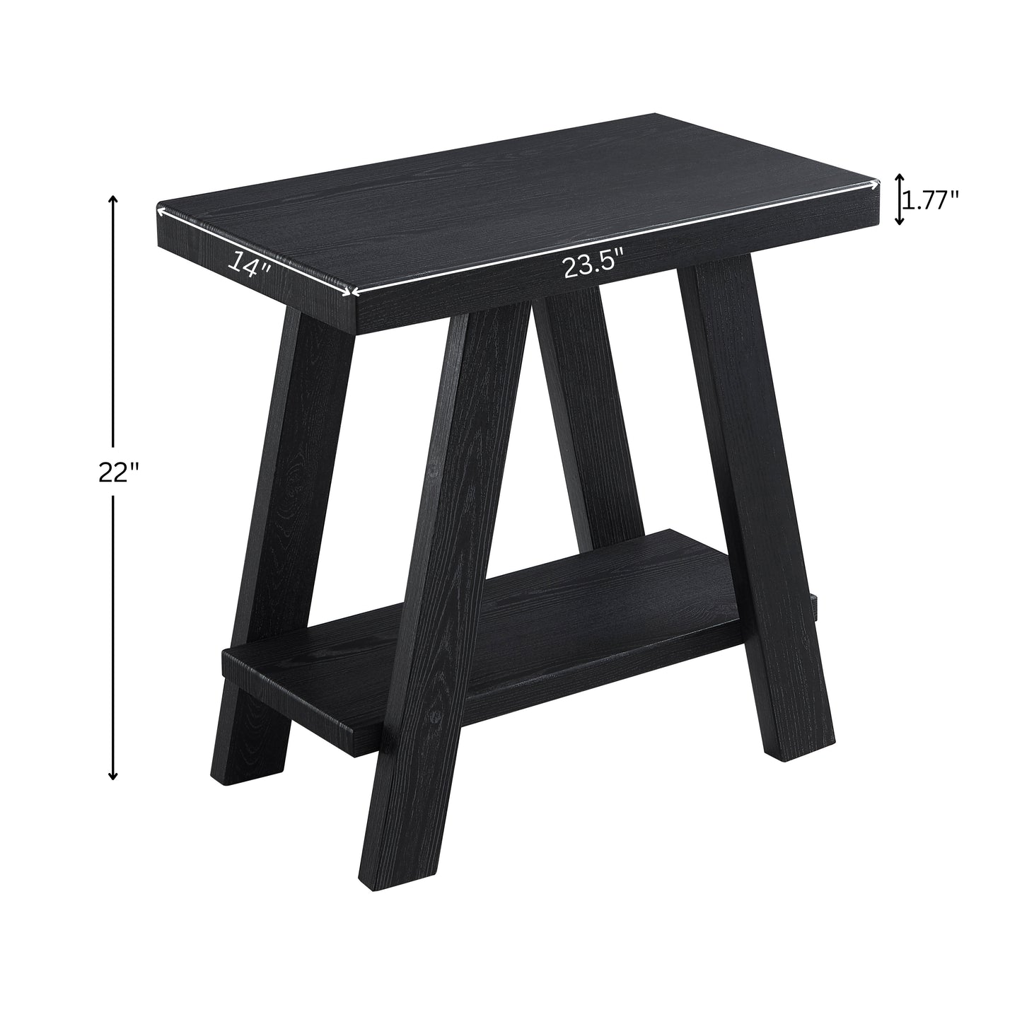 Athens Contemporary Wood Shelf Side Table in Black Finish