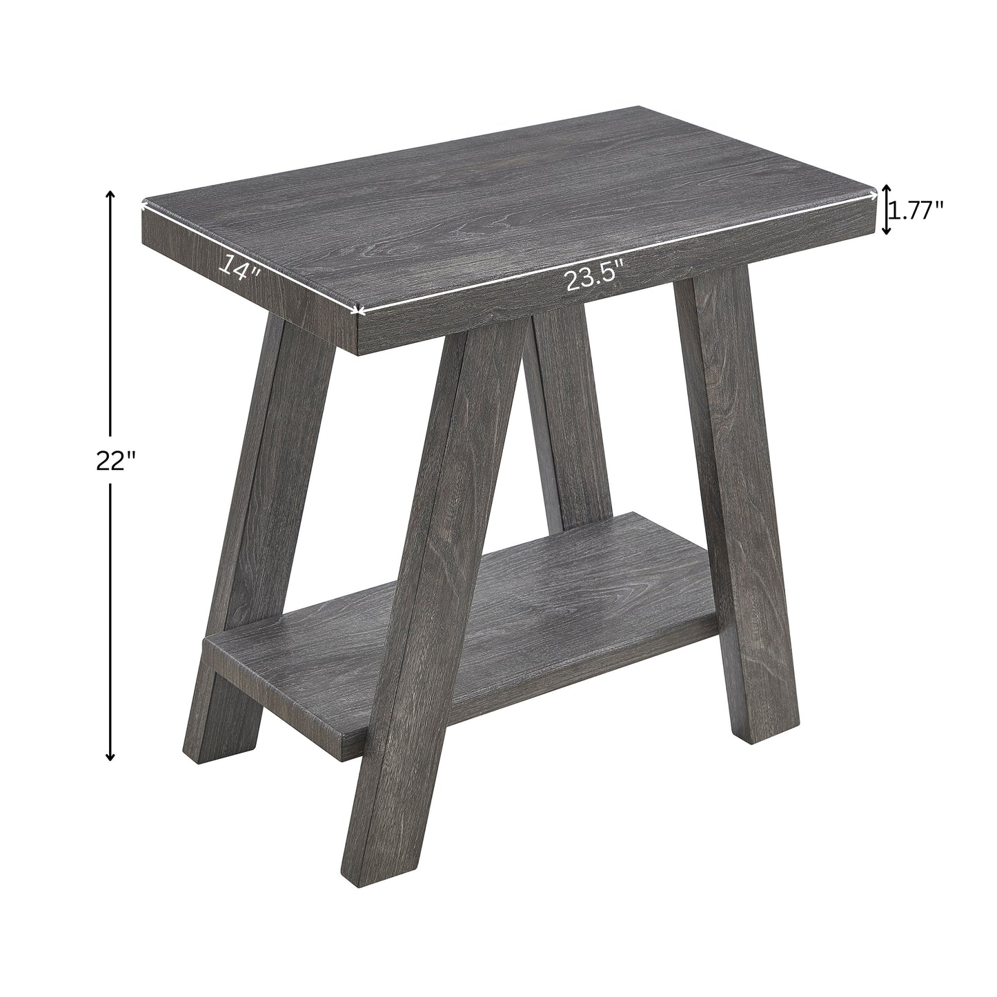 Athens Contemporary Wood Shelf Side Table in Charcoal Finish