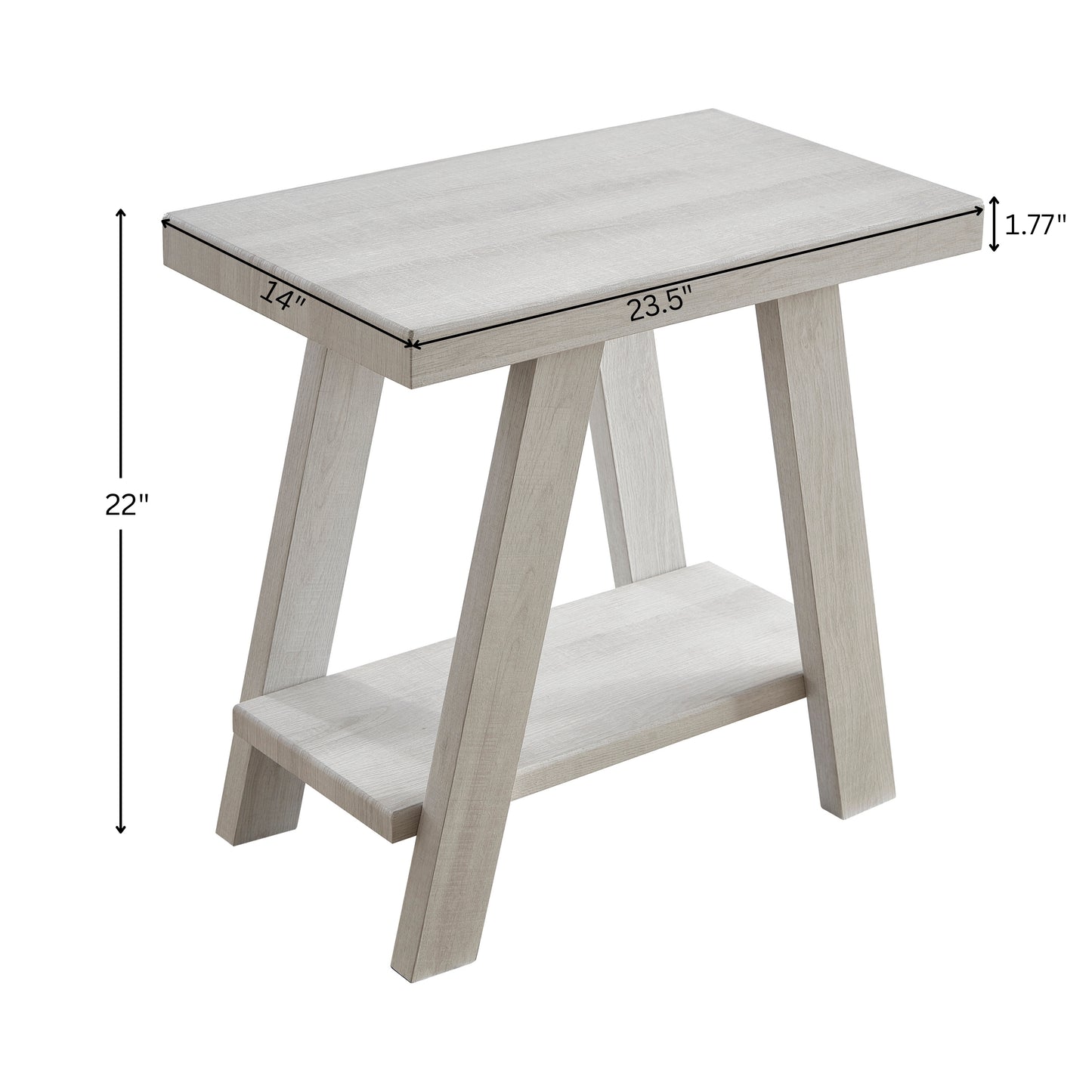 Athens Contemporary Wood Shelf Side Table in White Finish