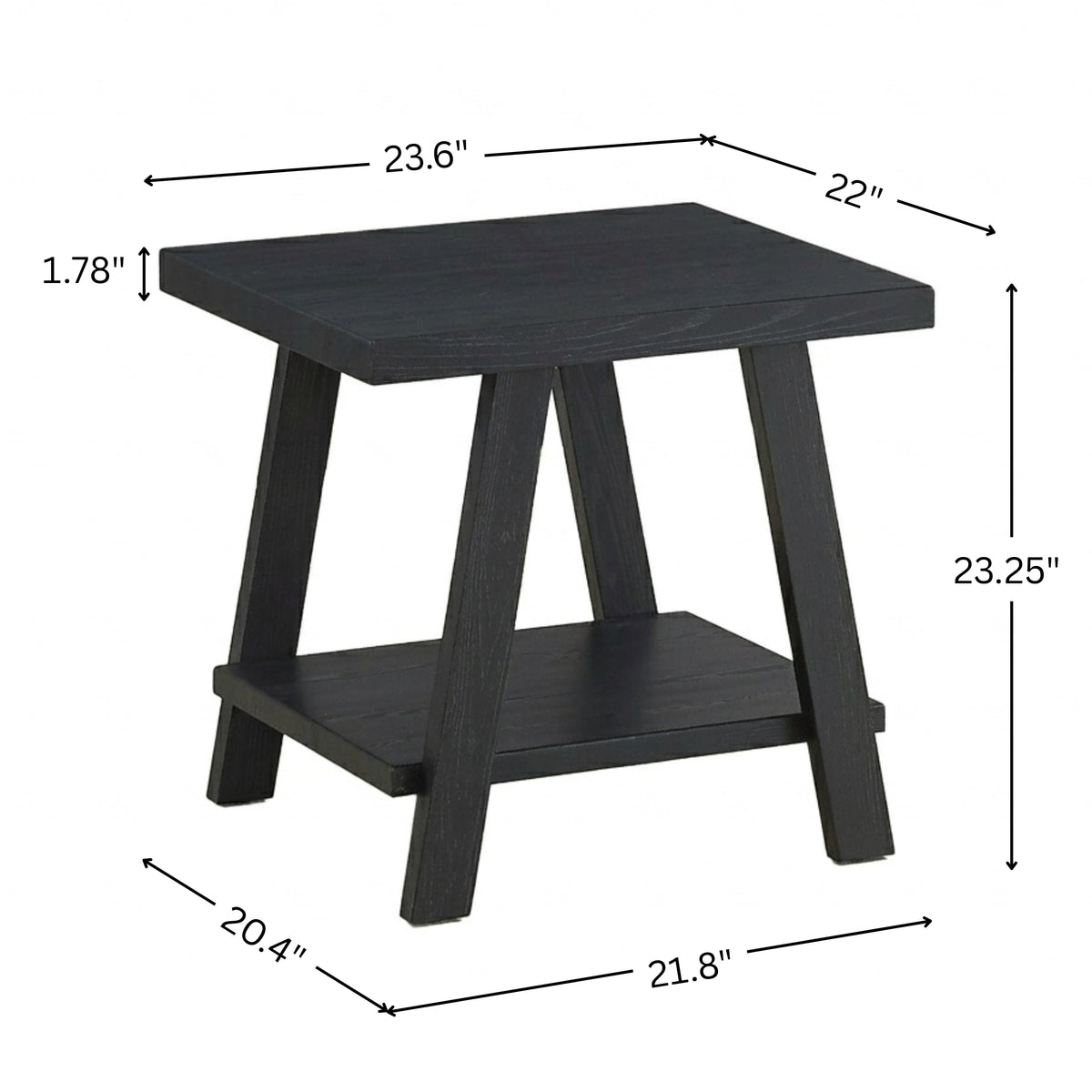 Athens Contemporary Replicated Wood Shelf End Table in Black Finish