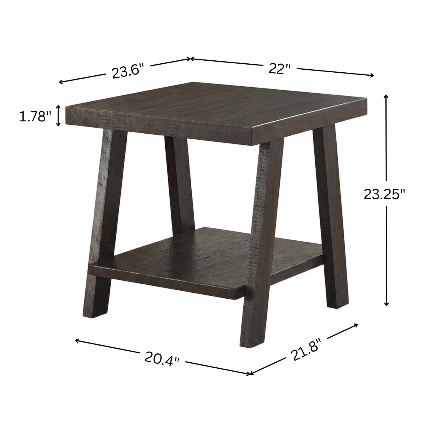 Athens Contemporary Wood Shelf End Table in Weathered Espresso