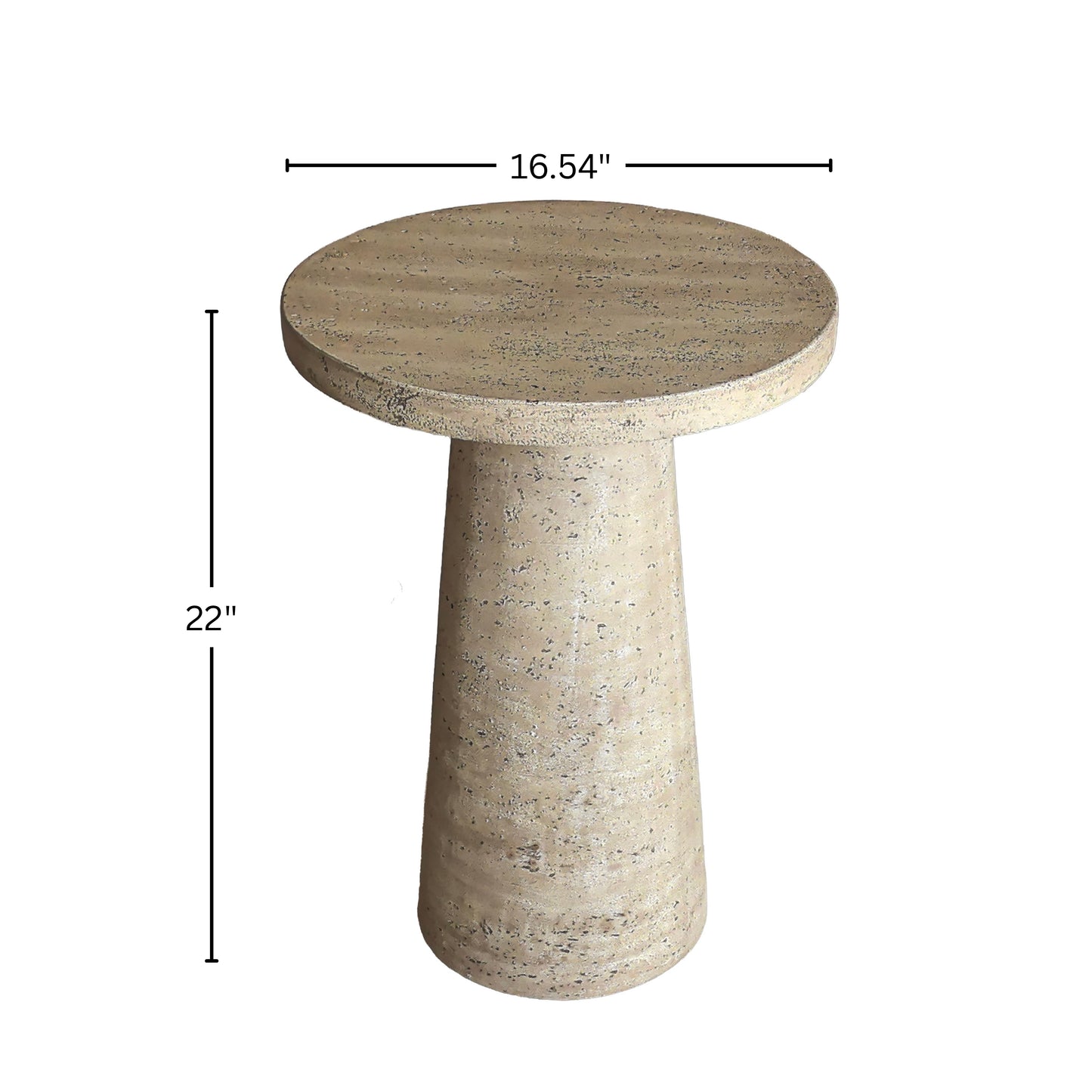 Roundhill Furniture Cortelle Indoor/Outdoor Faux Travertine Round End Table