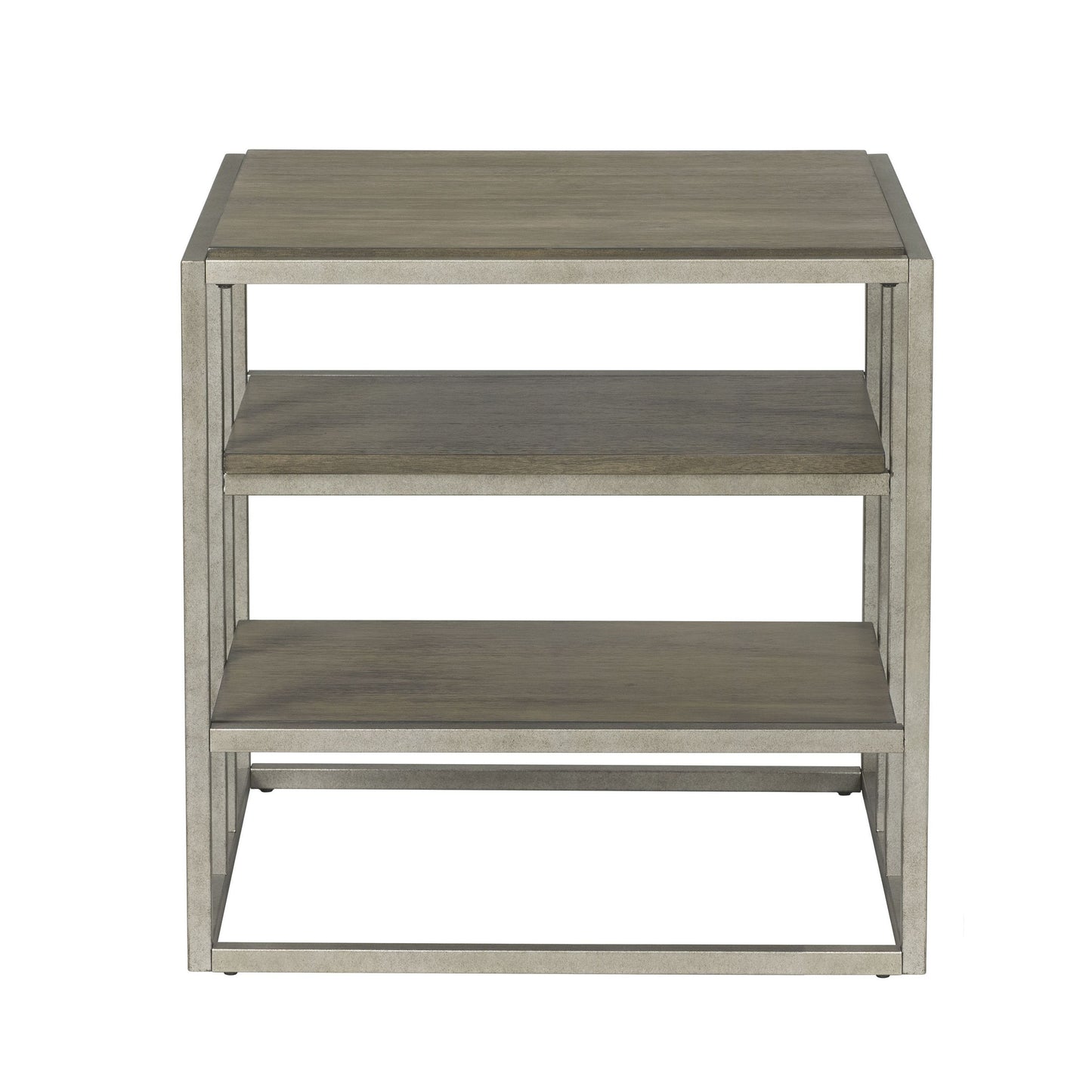 Roundhill Furniture Padena Metal Frame Wood Living Room End Table with Shelf