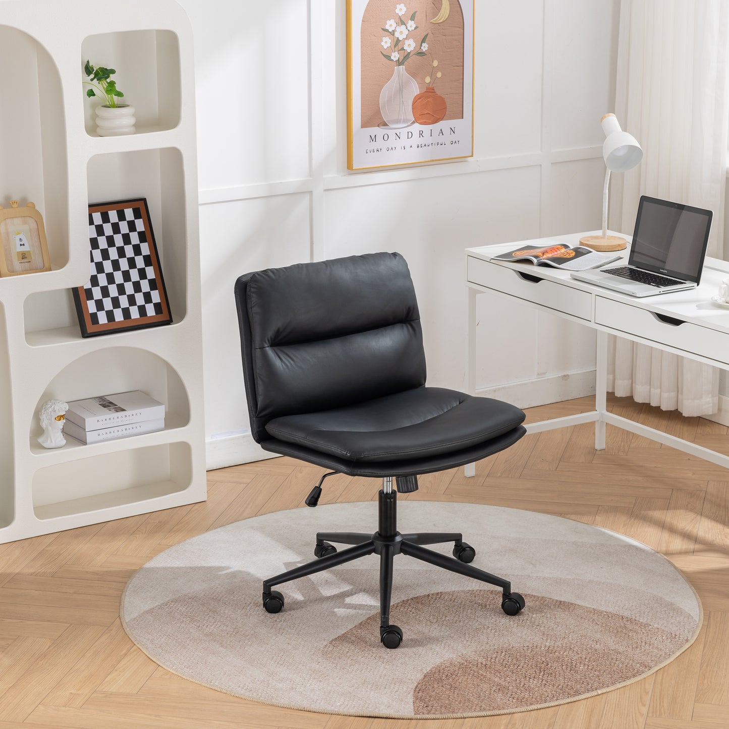 Bizerte Adjustable Swivel Criss Cross Chair, Wide Seat Office Chair Vanity Chair