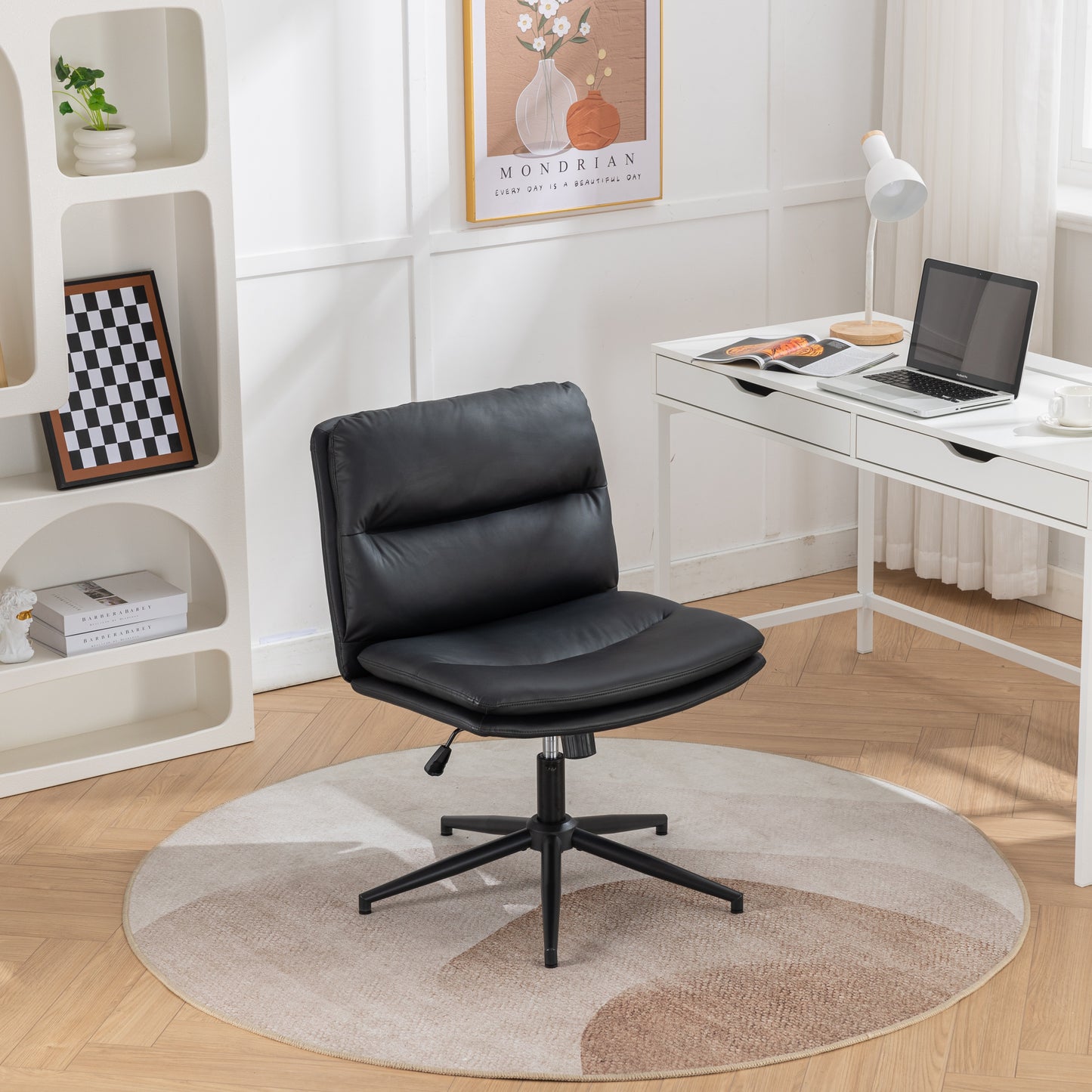 Bizerte Adjustable Swivel Criss Cross Chair, Wide Seat Office Chair Vanity Chair