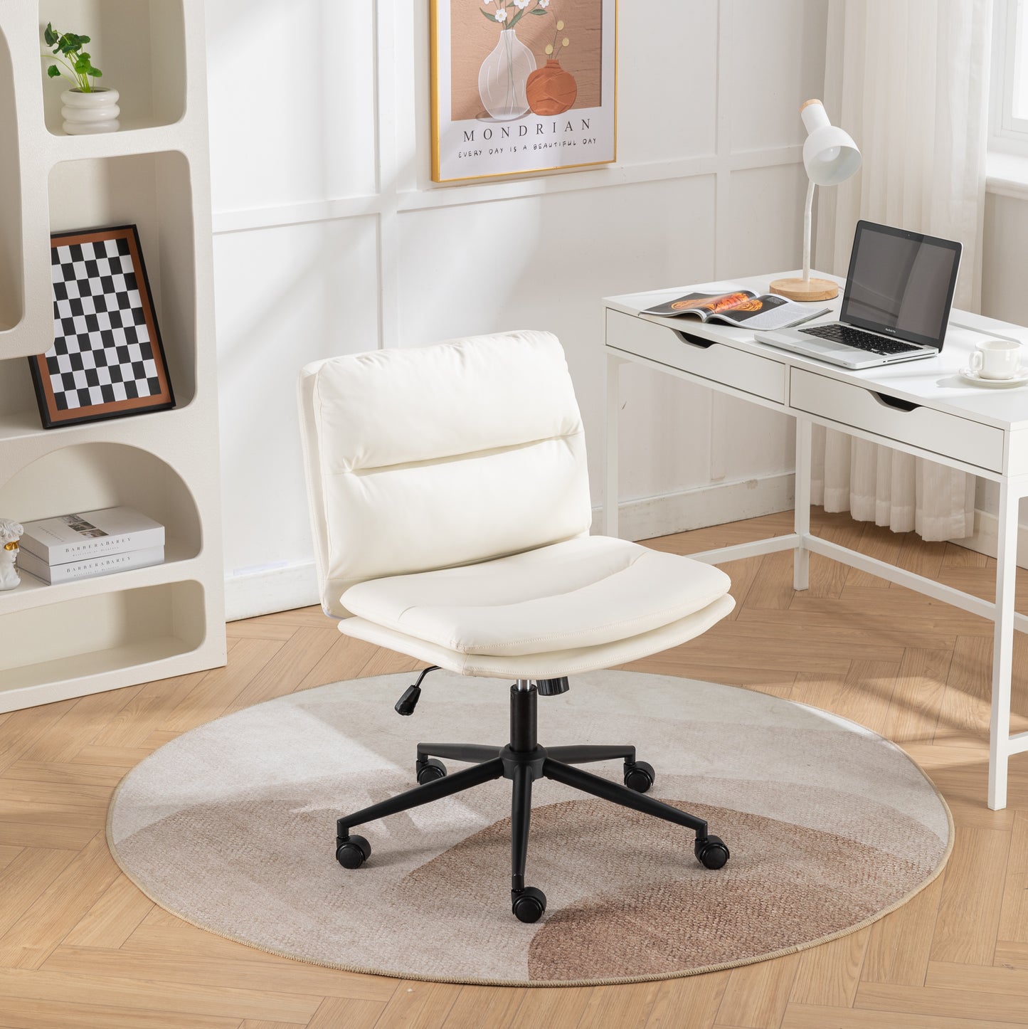 Bizerte Adjustable Swivel Criss Cross Chair, Wide Seat Office Chair Vanity Chair