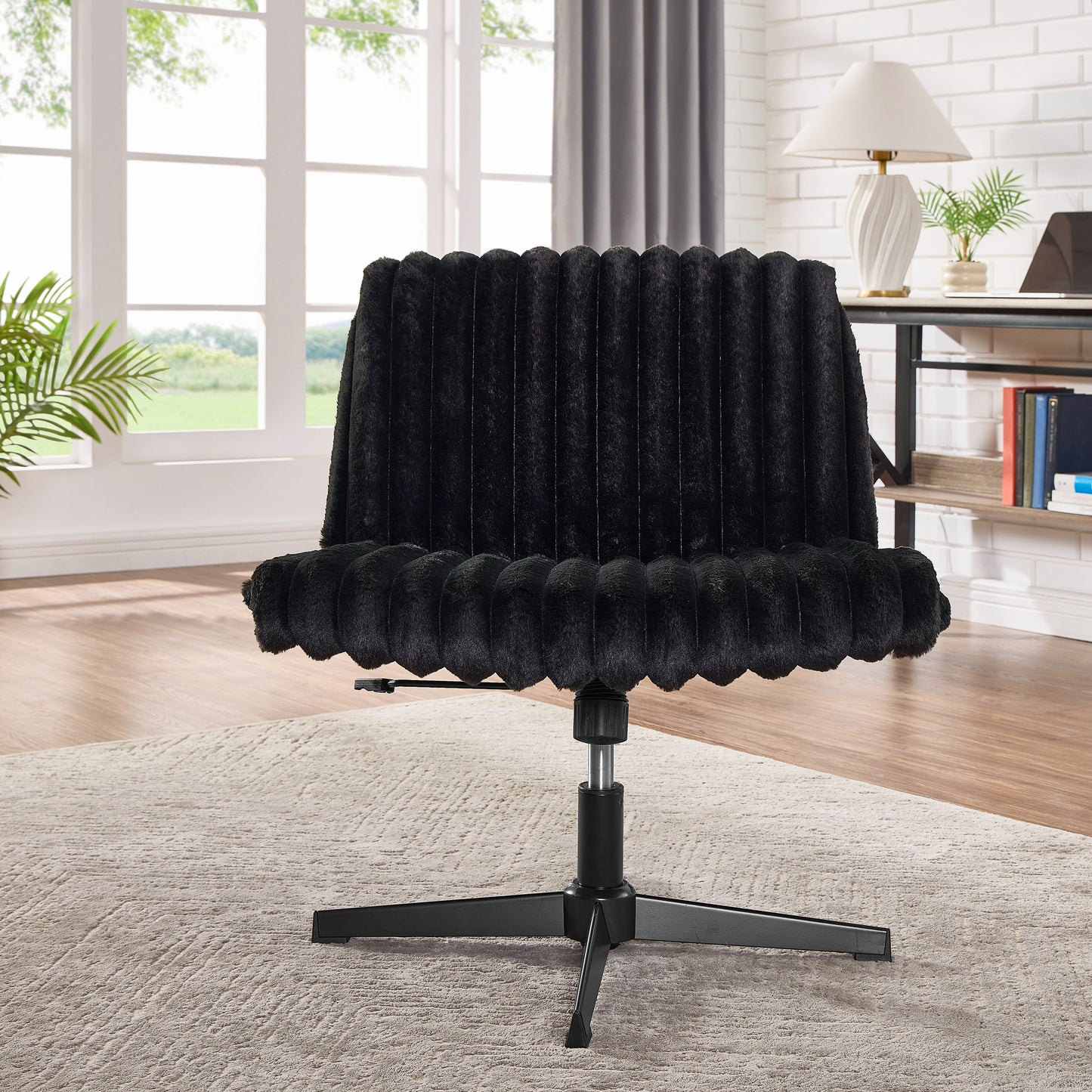 Roundhill Blynn Adjustable Swivel Criss Cross Chair, Wide Seat Office Chair Vanity Chair
