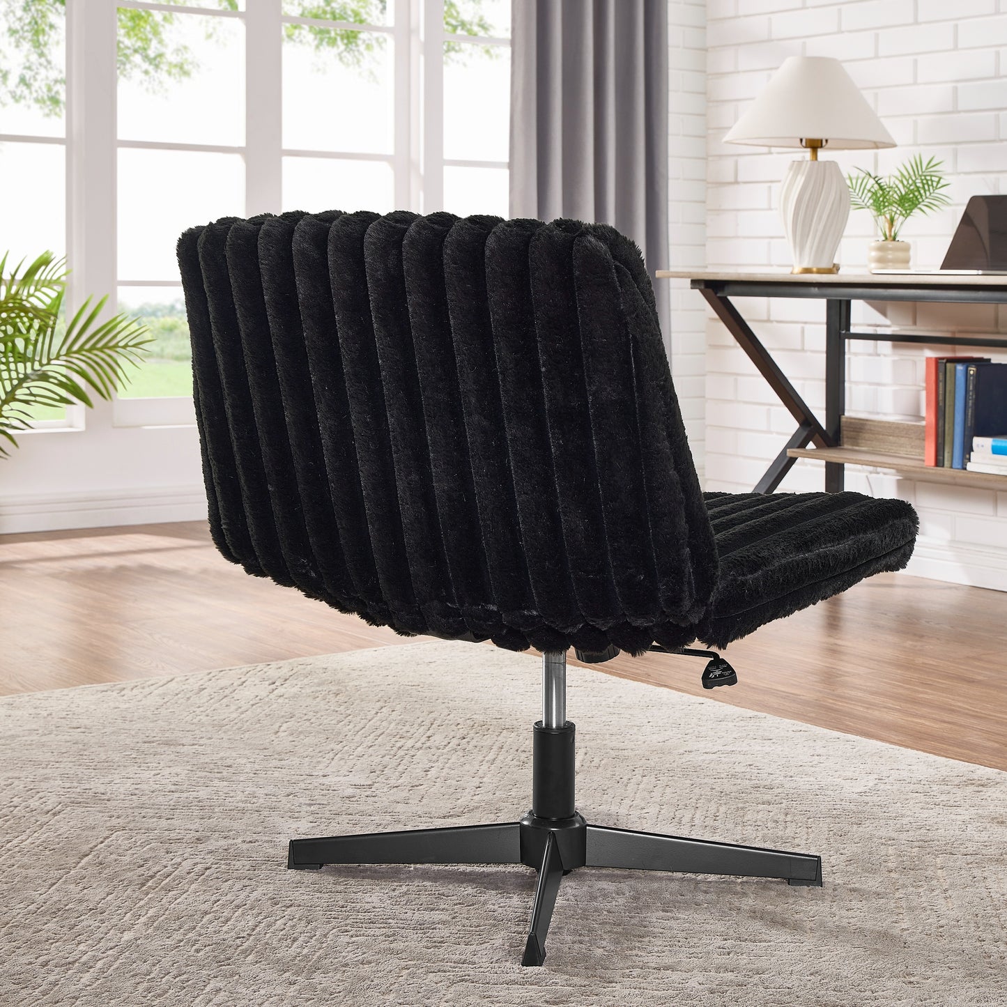 Roundhill Blynn Adjustable Swivel Criss Cross Chair, Wide Seat Office Chair Vanity Chair