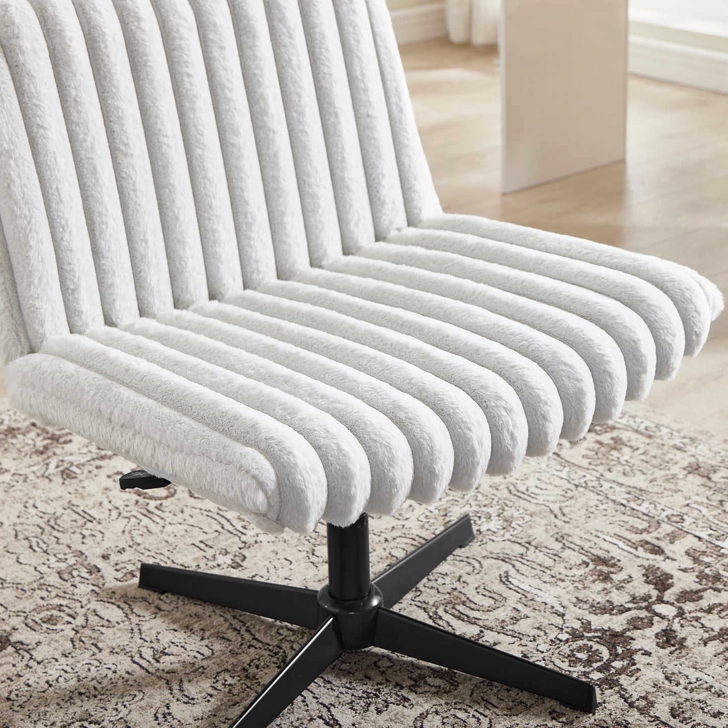 Roundhill Blynn Adjustable Swivel Criss Cross Chair, Wide Seat Office Chair Vanity Chair