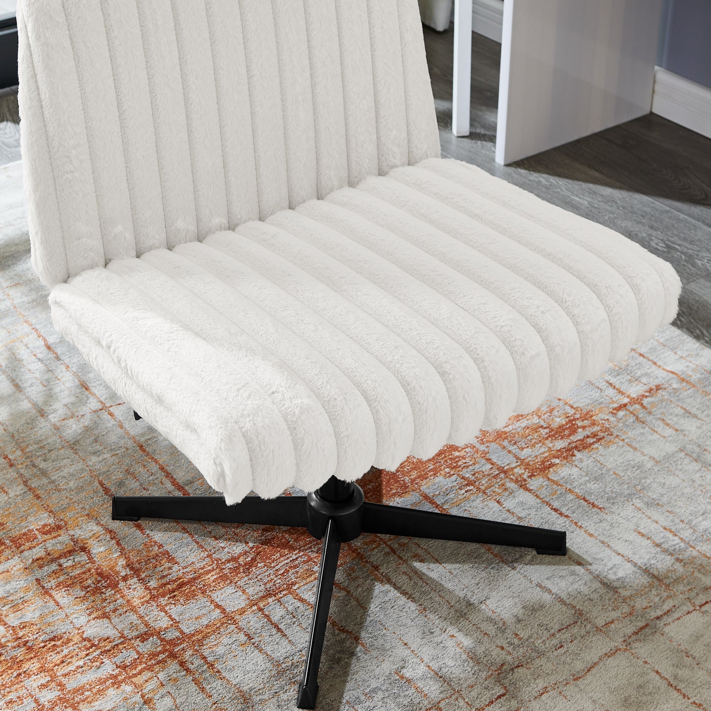 Roundhill Blynn Adjustable Swivel Criss Cross Chair, Wide Seat Office Chair Vanity Chair