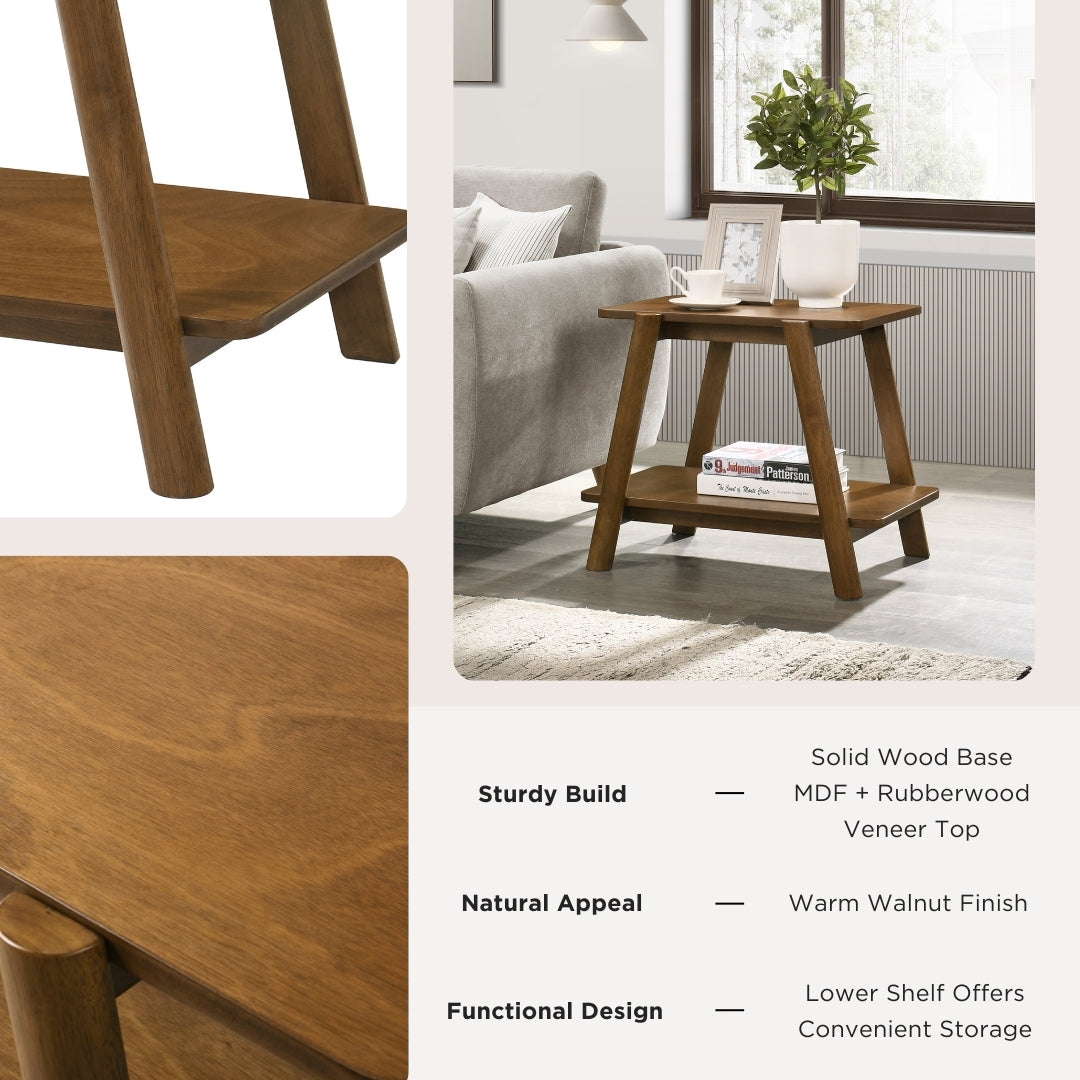 Roundhill Furniture Metz 3-Piece Coffee Table Set, Coffee Table and Two End Tables