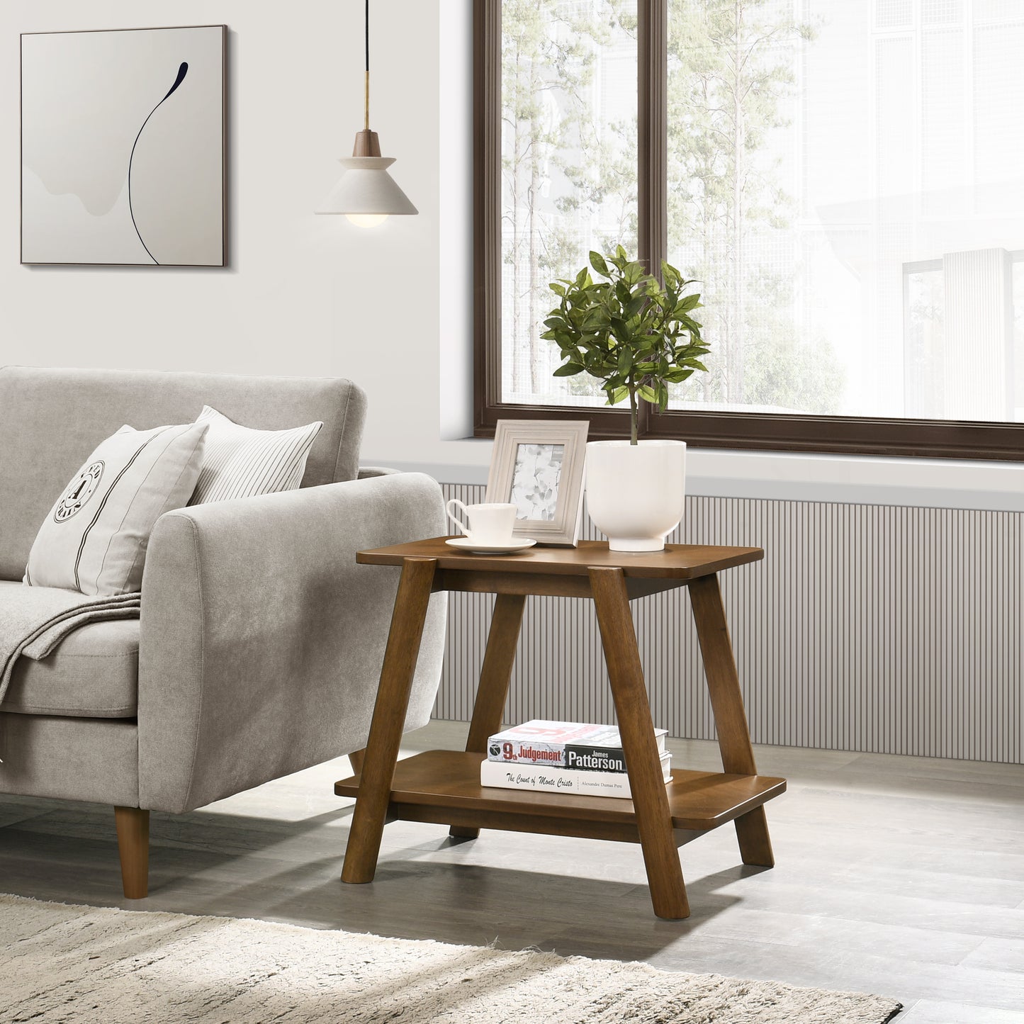 Roundhill Furniture Metz 3-Piece Coffee Table Set, Coffee Table and Two End Tables