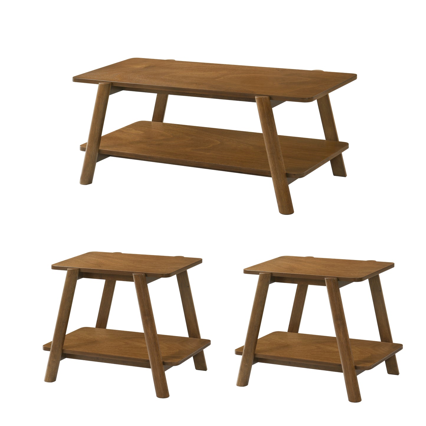 Roundhill Furniture Metz 3-Piece Coffee Table Set, Coffee Table and Two End Tables