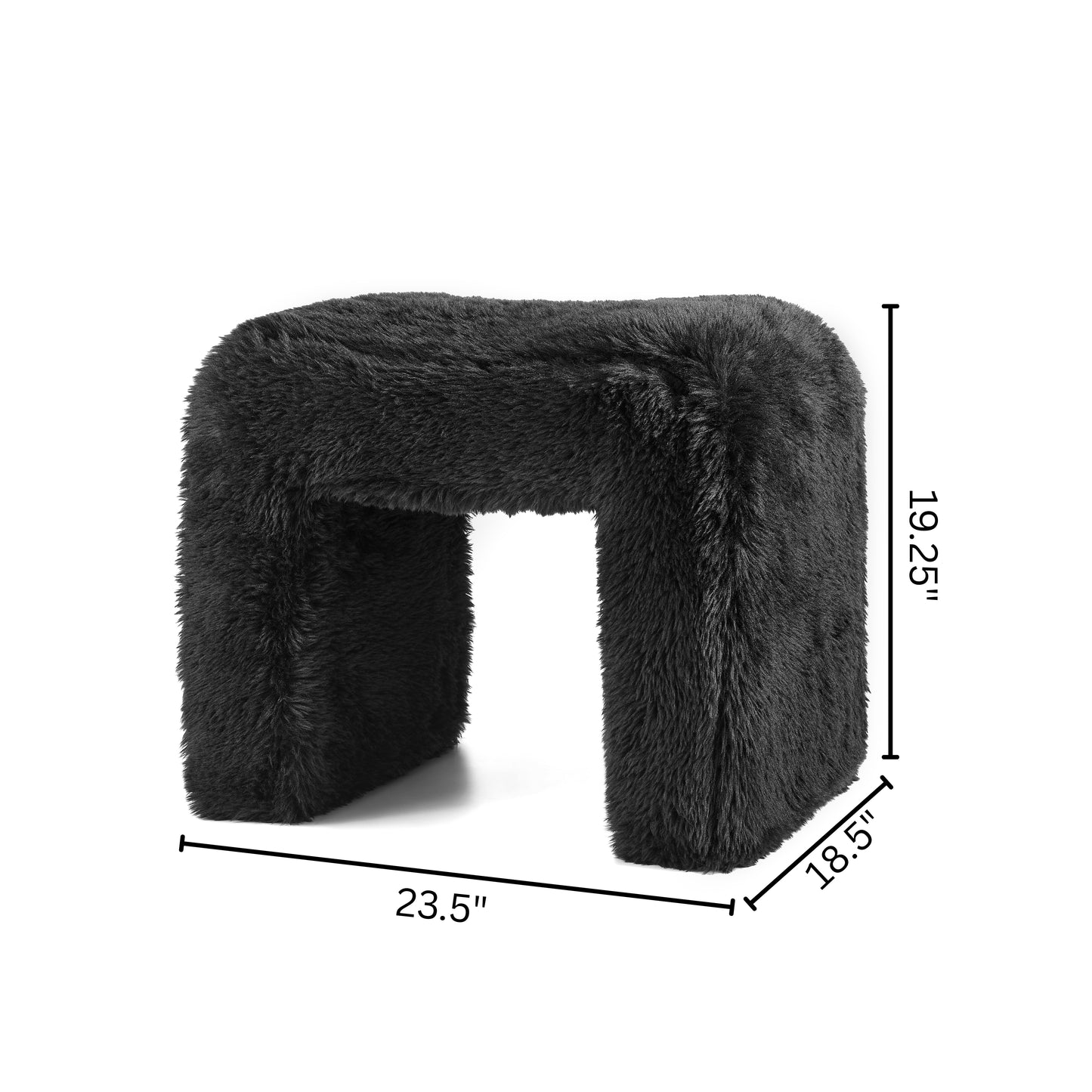 Roundhill Furniture Zorya Contemporary Faux Fur U-Shaped Ottoman, Set of 2