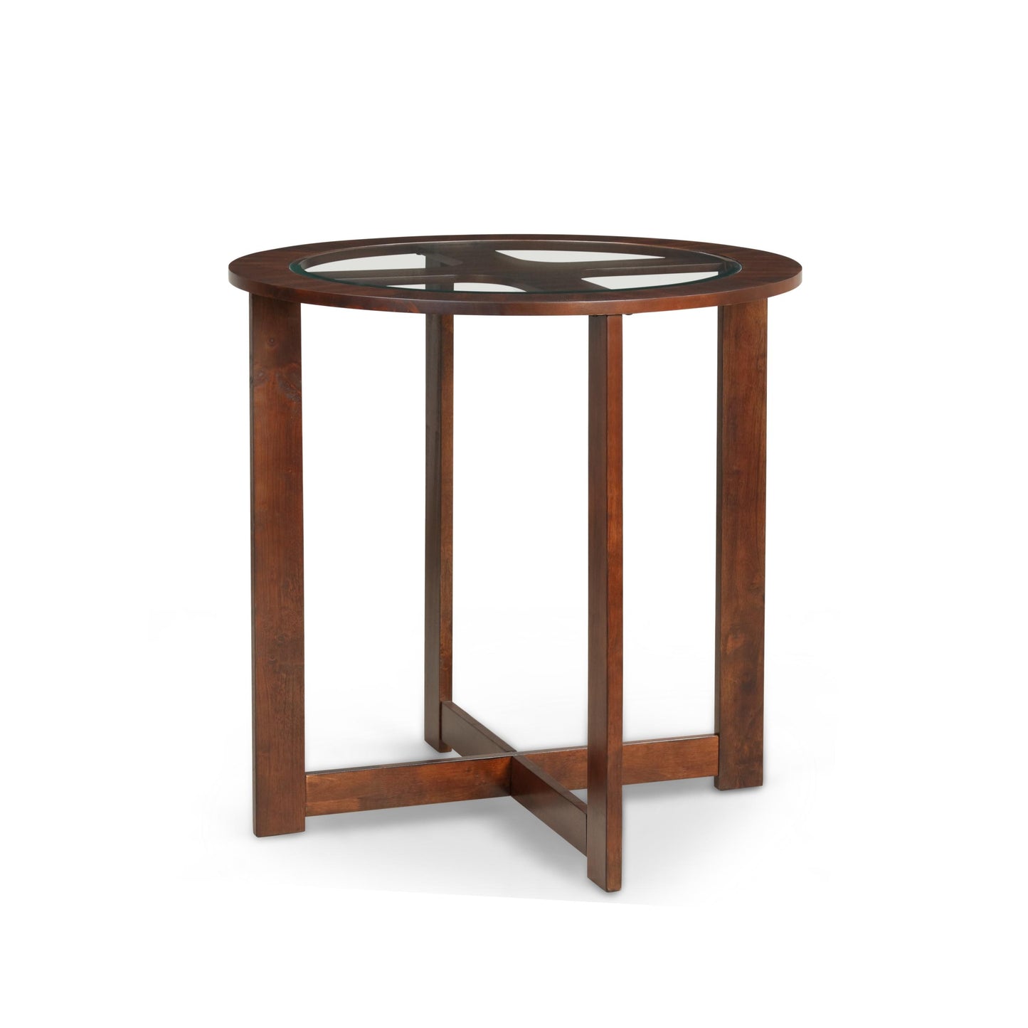Solid Wood Glass Top Counter Height Table w/ 4 Stools
