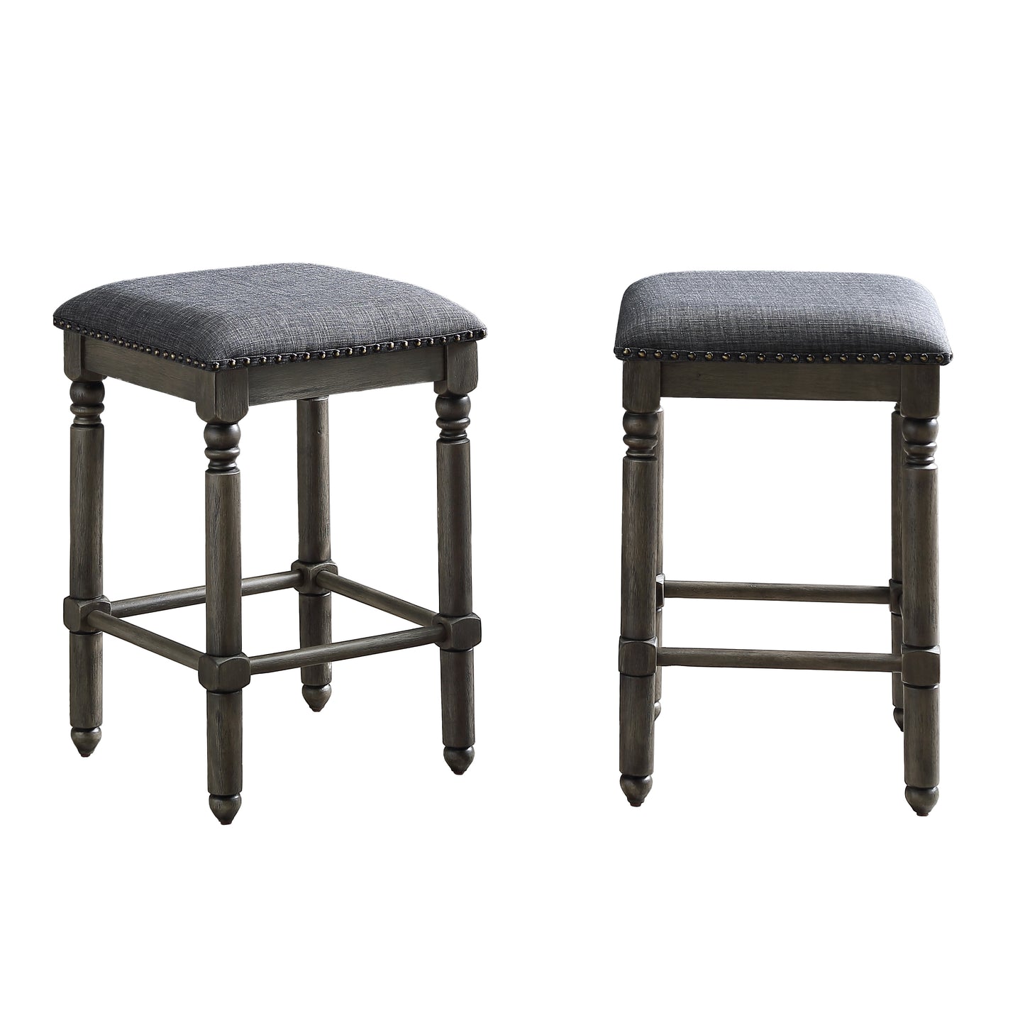 Arnhem Wood Gray Upholstered Counter Height Stool, Set of 2