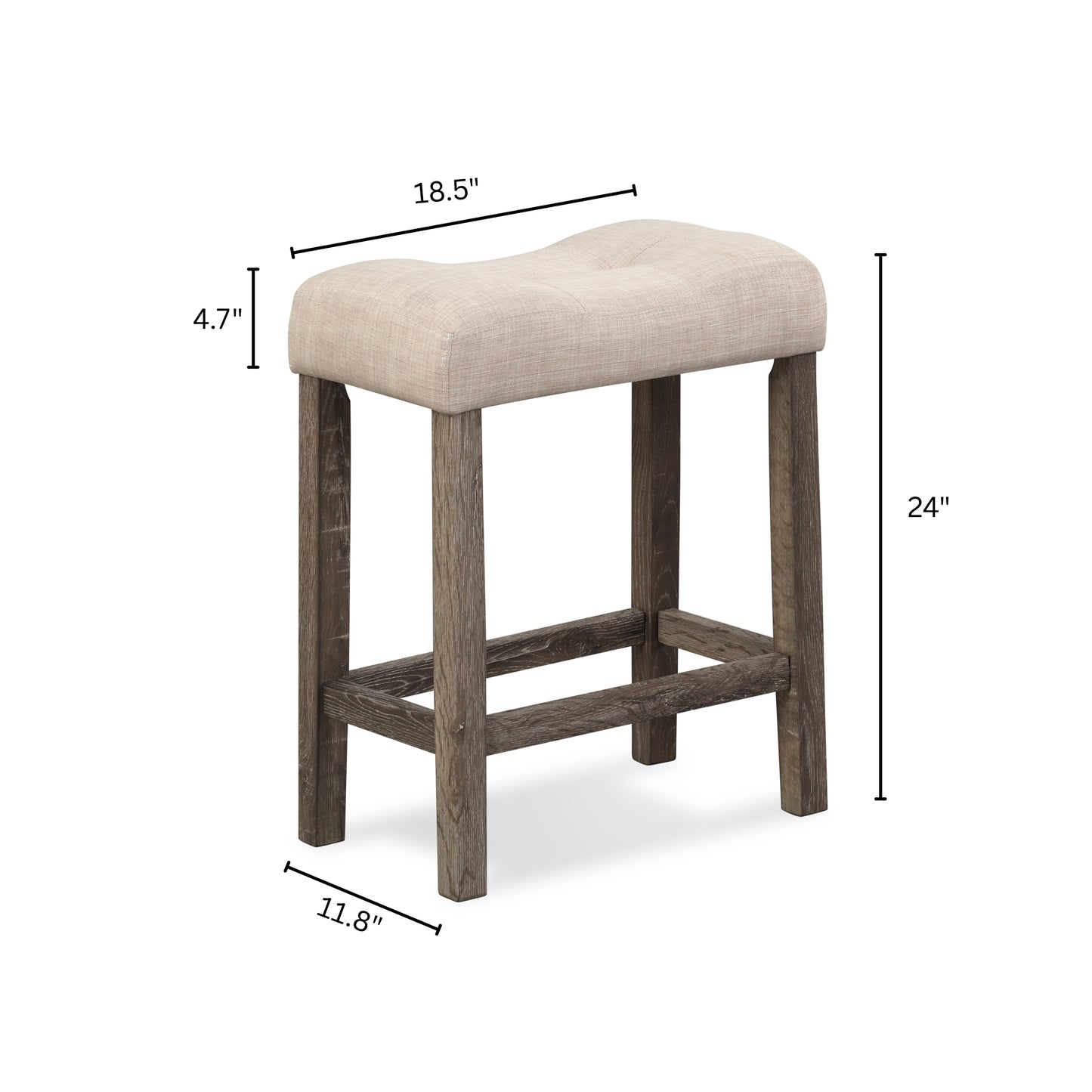 Sora Button Tufted Counter Height Saddle Stool, Set of 2, Taupe