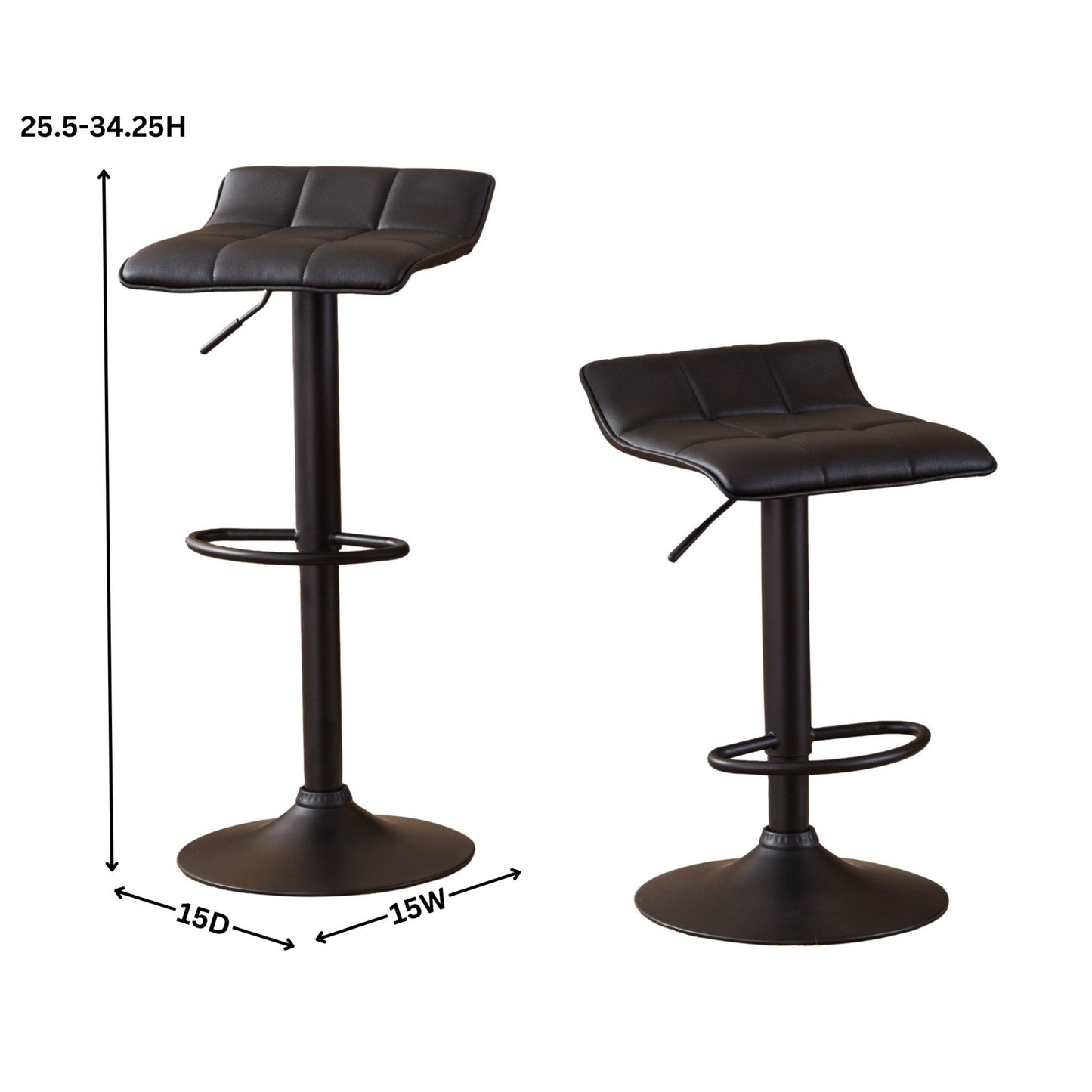 Belham Swivel Black Bonded Leather Adjustable Bar Stool, Set of 2
