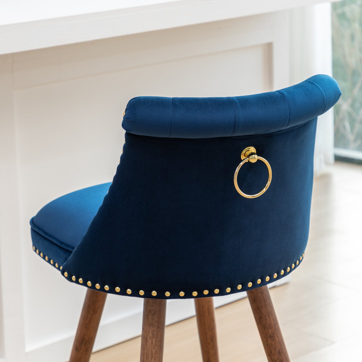 Roundhill Furniture Elvara Set of 2 Button-Tufted Counter Stools with Nailhead Trim