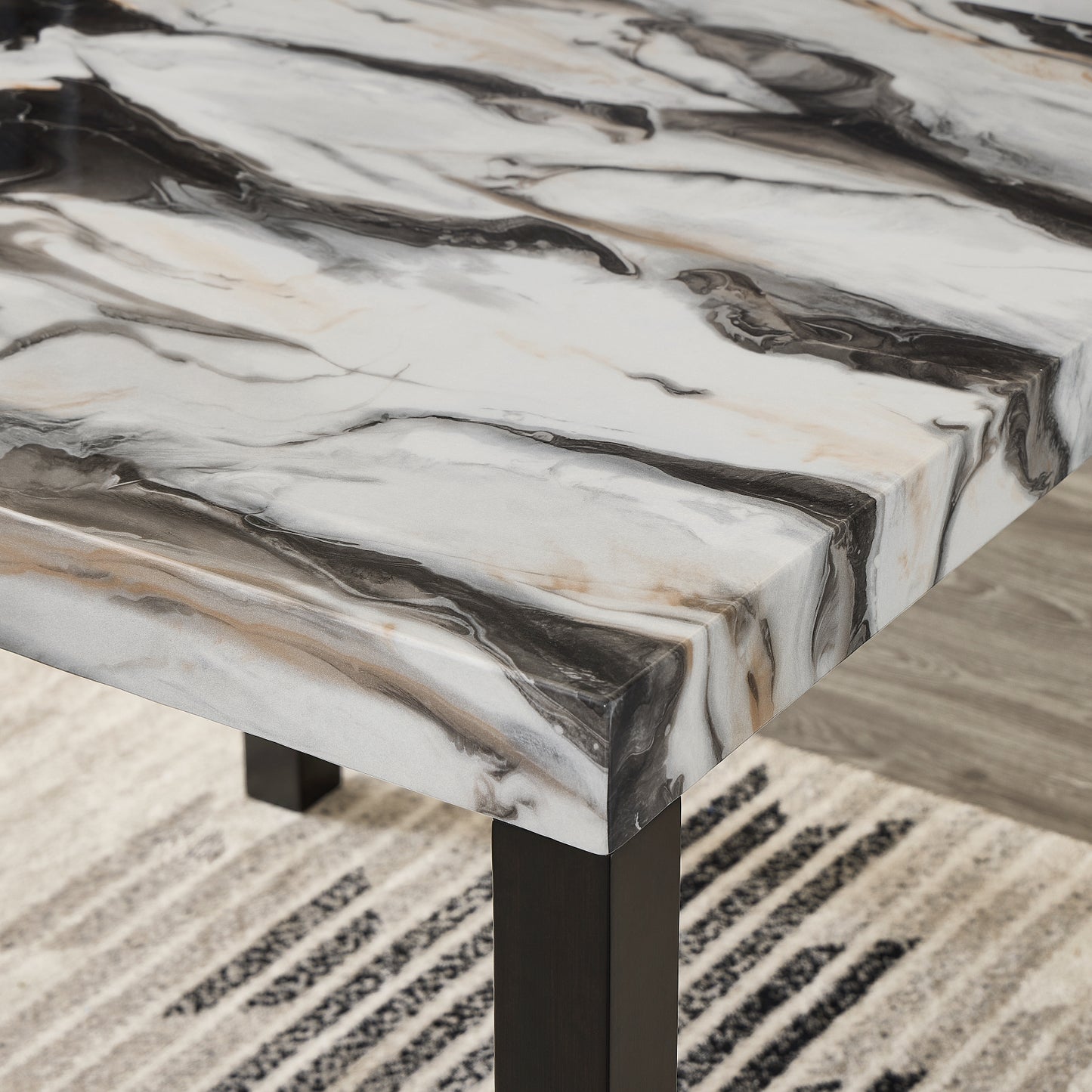 Roundhill Furniture Cavira Modern Faux Marble Counter Height Dining Table with 4 Stools