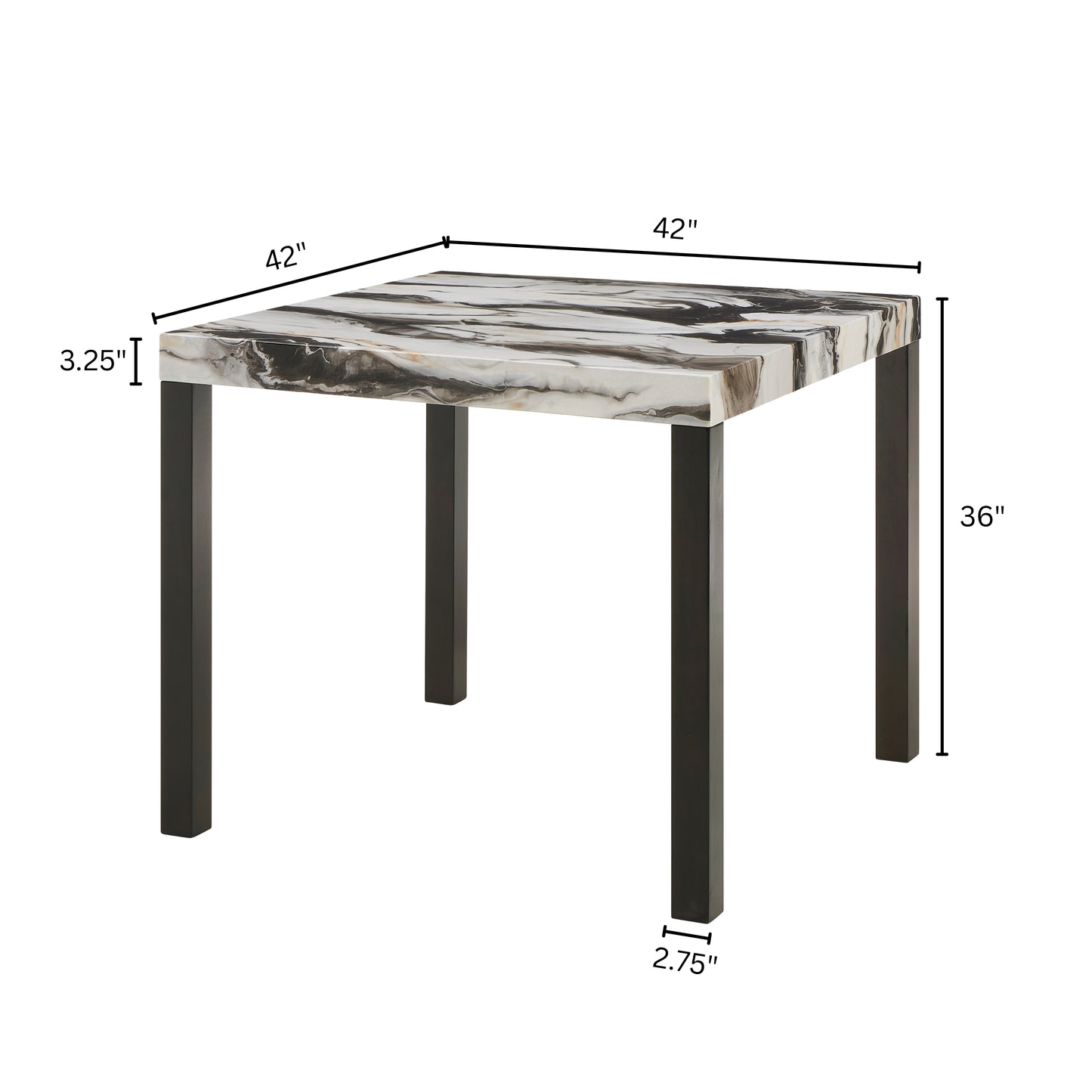 Roundhill Furniture Cavira Modern Faux Marble Counter Height Dining Table with 4 Stools