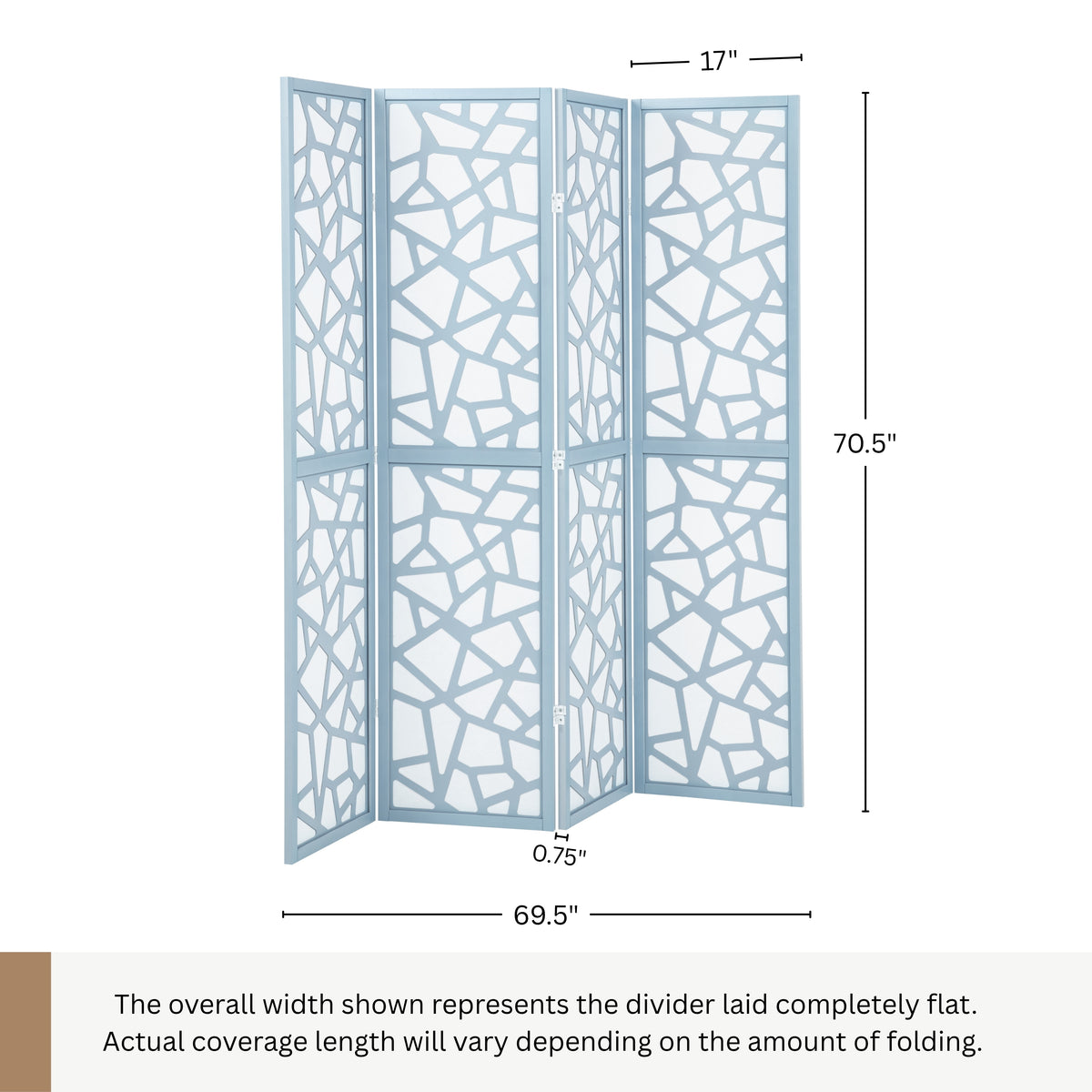 Roundhill Furniture Aurra 4-Panel Wood Room Divider, Folding Portable Partition Screen