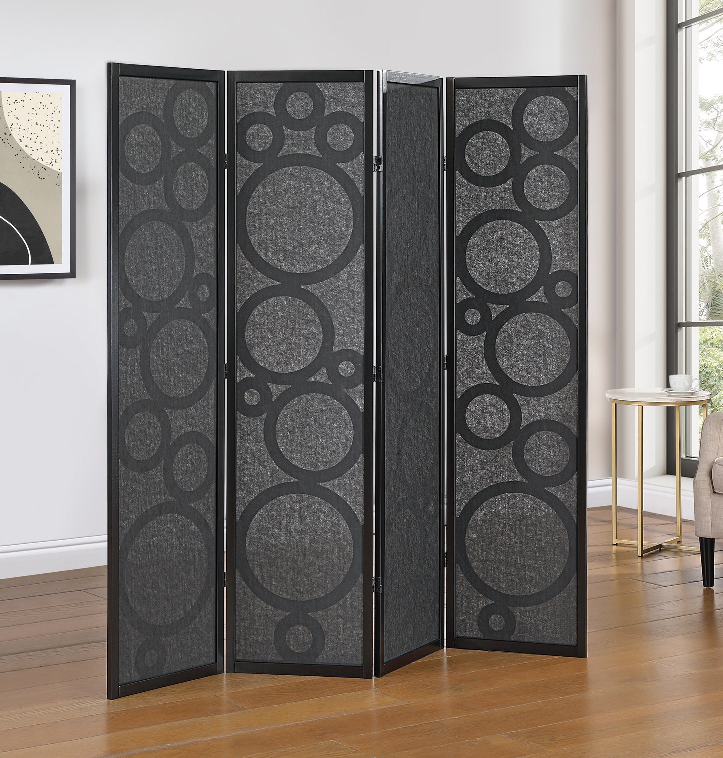 Roundhill Furniture Tavari 4-Panel Room Divider, Decorative Folding Freestanding Privacy Screen