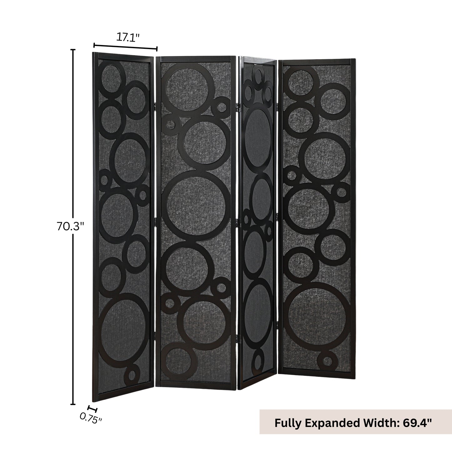 Roundhill Furniture Tavari 4-Panel Room Divider, Decorative Folding Freestanding Privacy Screen
