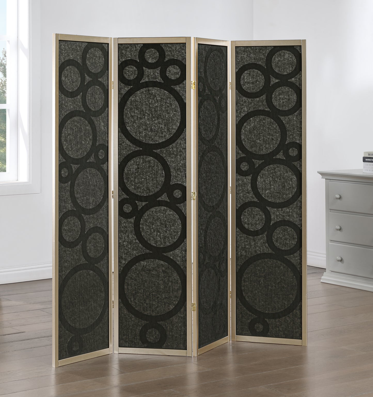 Roundhill Furniture Tavari 4-Panel Room Divider, Decorative Folding Freestanding Privacy Screen