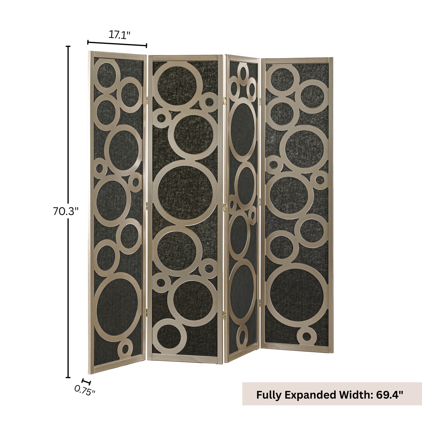 Roundhill Furniture Tavari 4-Panel Room Divider, Decorative Folding Freestanding Privacy Screen