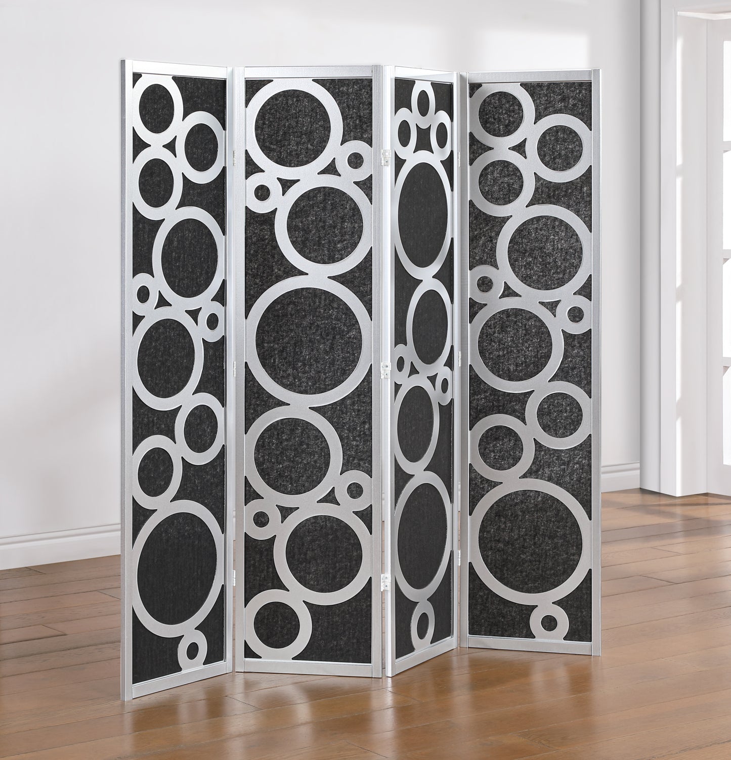 Roundhill Furniture Tavari 4-Panel Room Divider, Decorative Folding Freestanding Privacy Screen