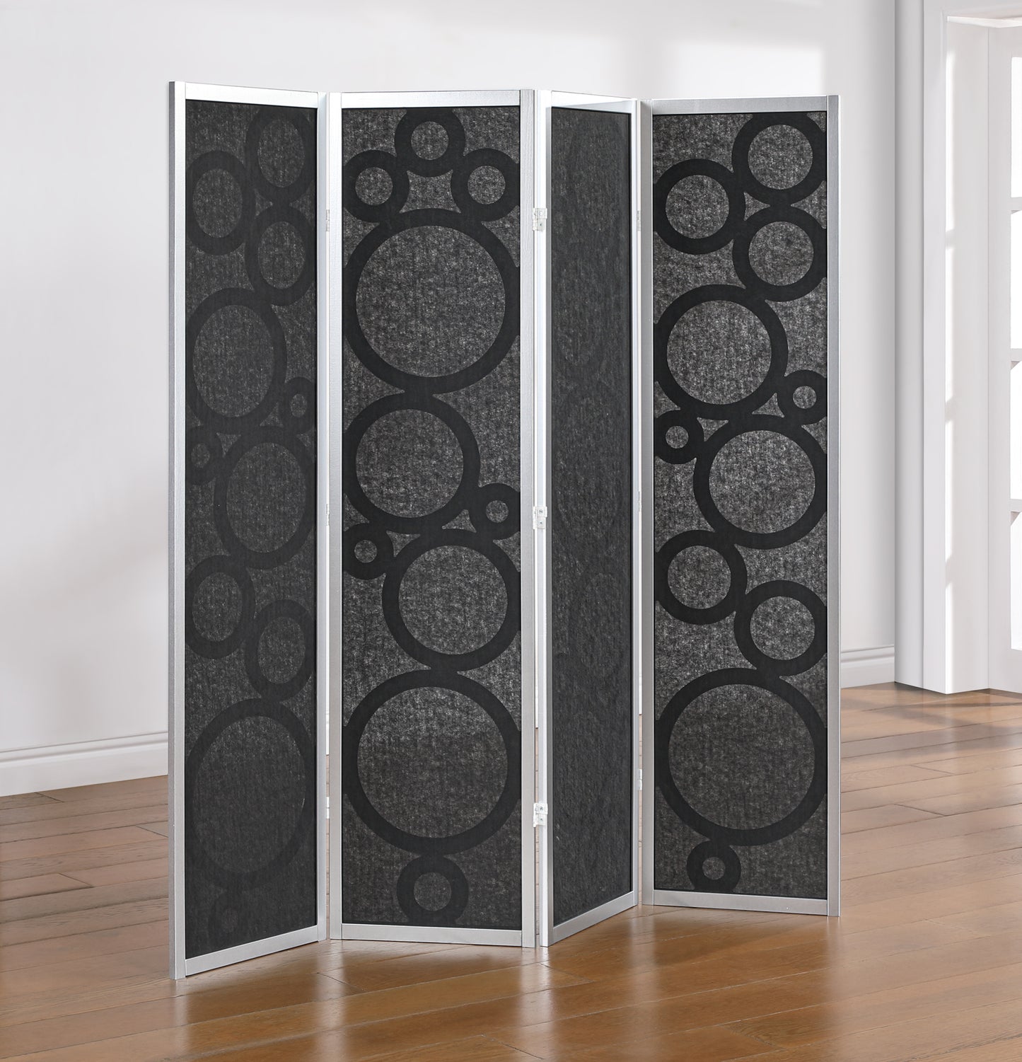 Roundhill Furniture Tavari 4-Panel Room Divider, Decorative Folding Freestanding Privacy Screen