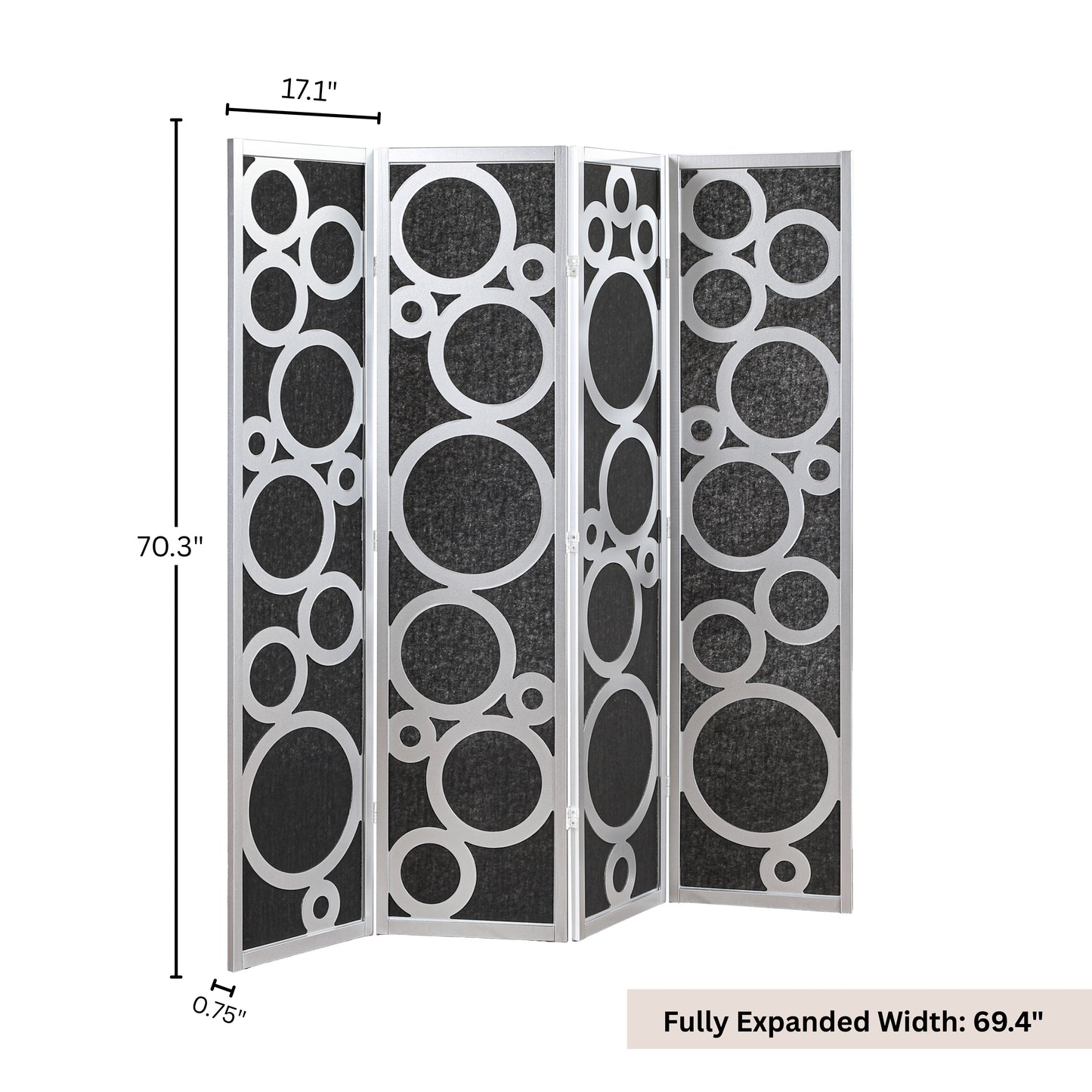Roundhill Furniture Tavari 4-Panel Room Divider, Decorative Folding Freestanding Privacy Screen